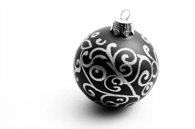 Black Christmas Ornament With Silver Swirl Pattern