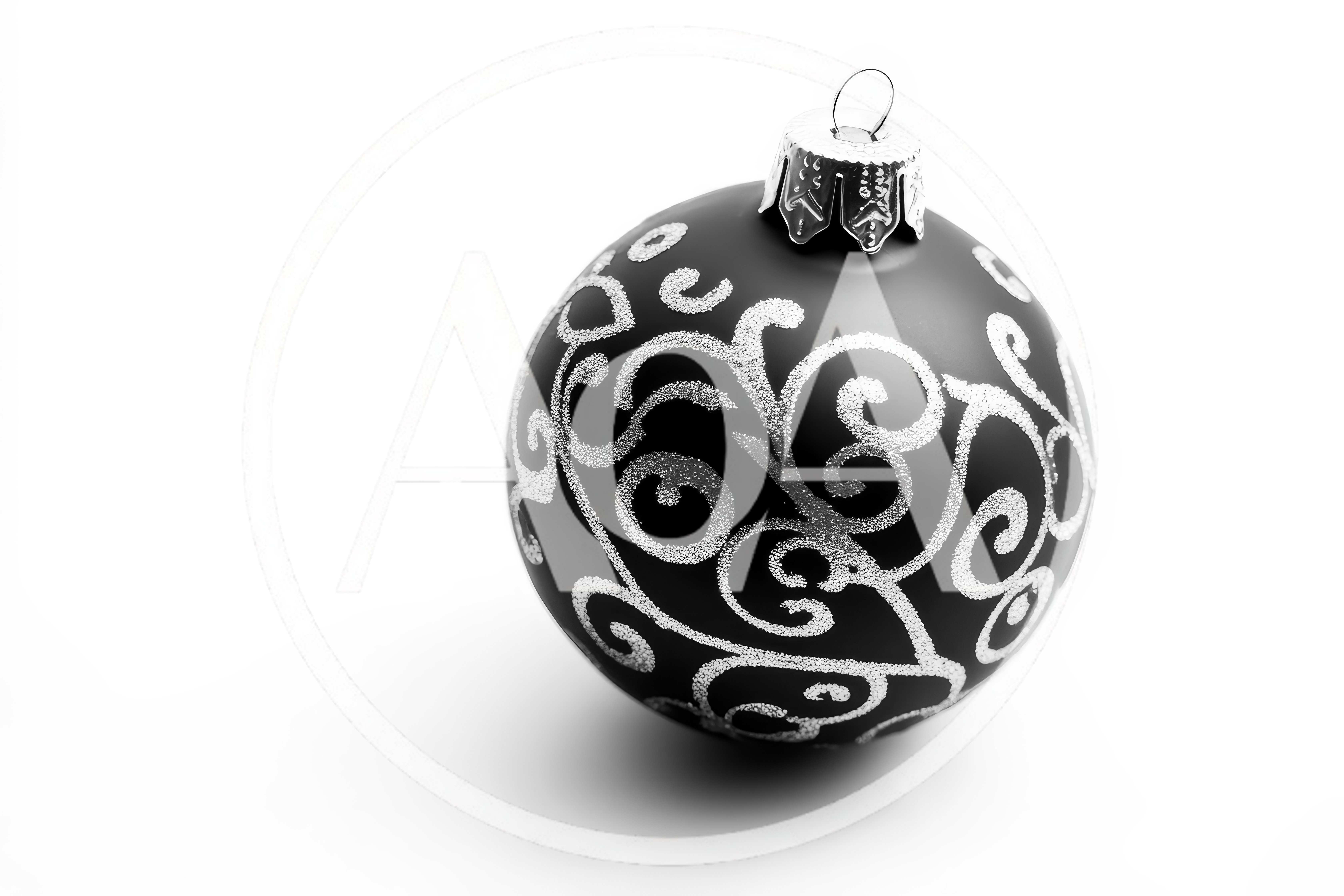 Black Christmas Ornament With Silver Swirl Pattern