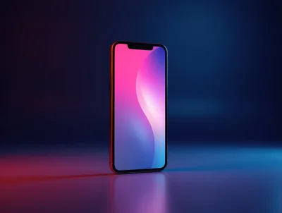Modern Smartphone With Abstract Neon Gradient Screen