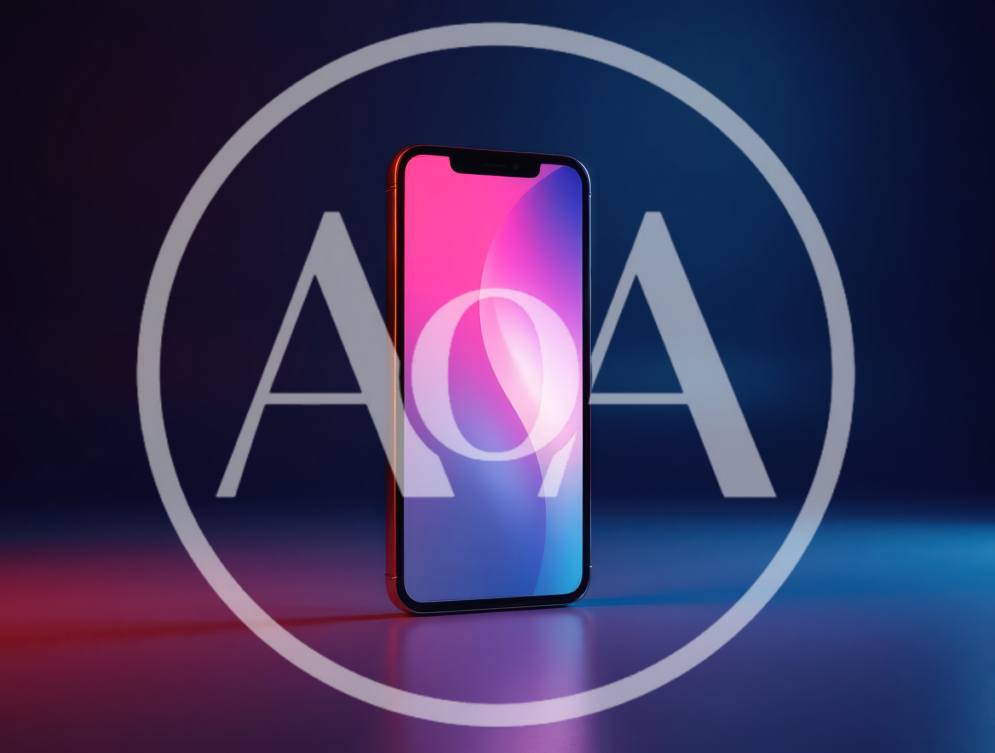 Modern Smartphone With Abstract Neon Gradient Screen