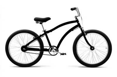 Black Cruiser Bicycle Isolated On White Background