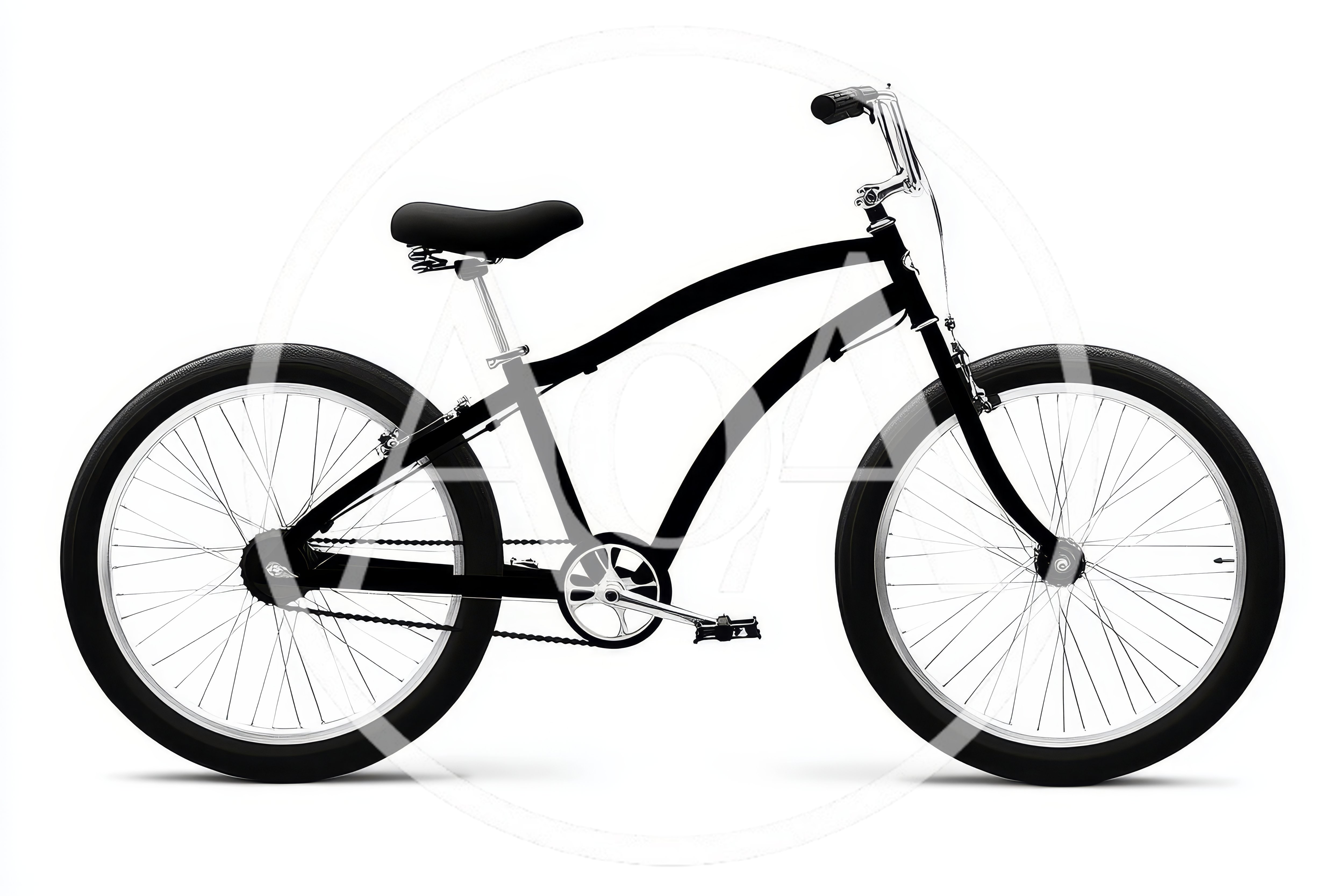 Black Cruiser Bicycle Isolated On White Background