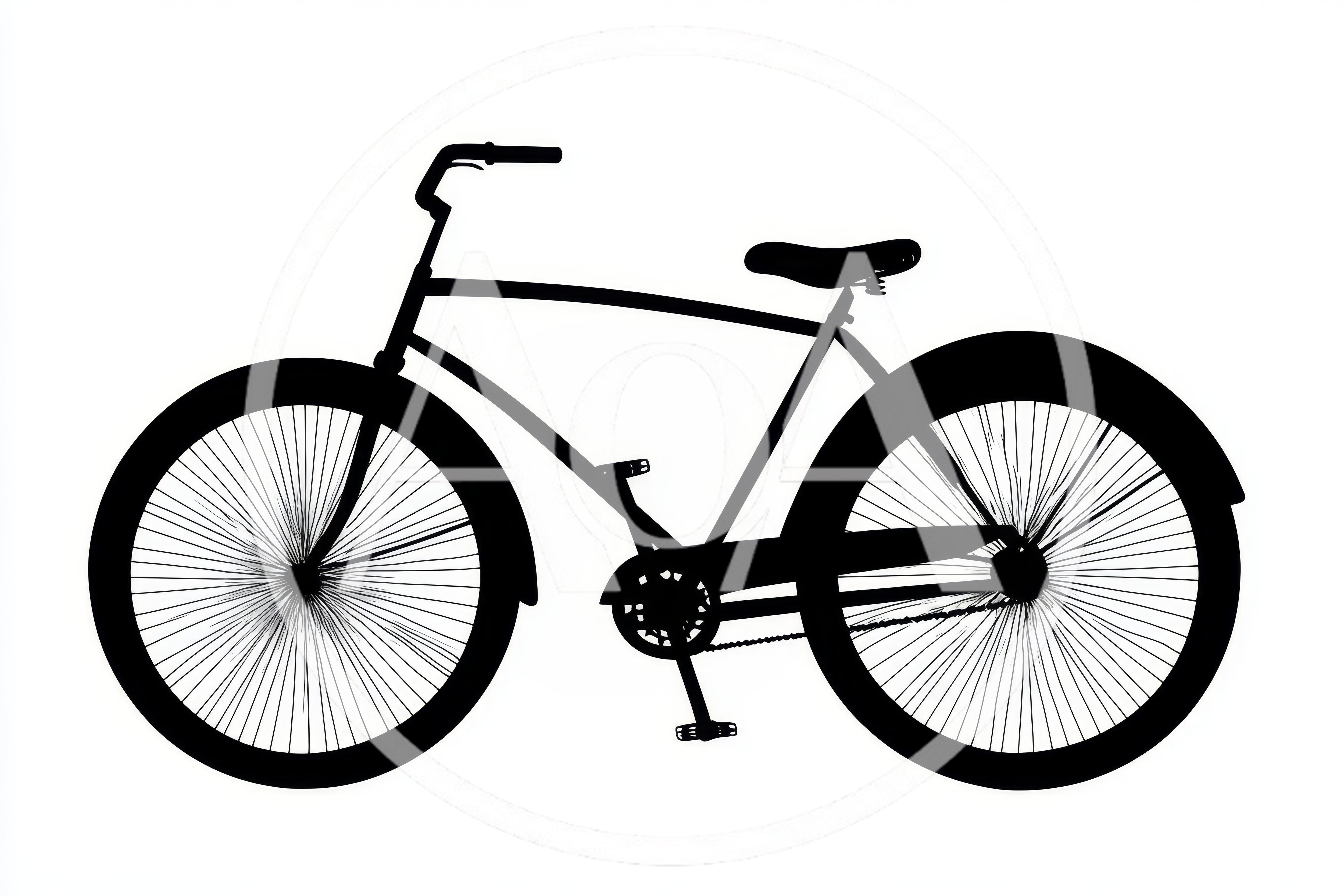 Black Silhouette Of A Vintage Cruiser Bicycle