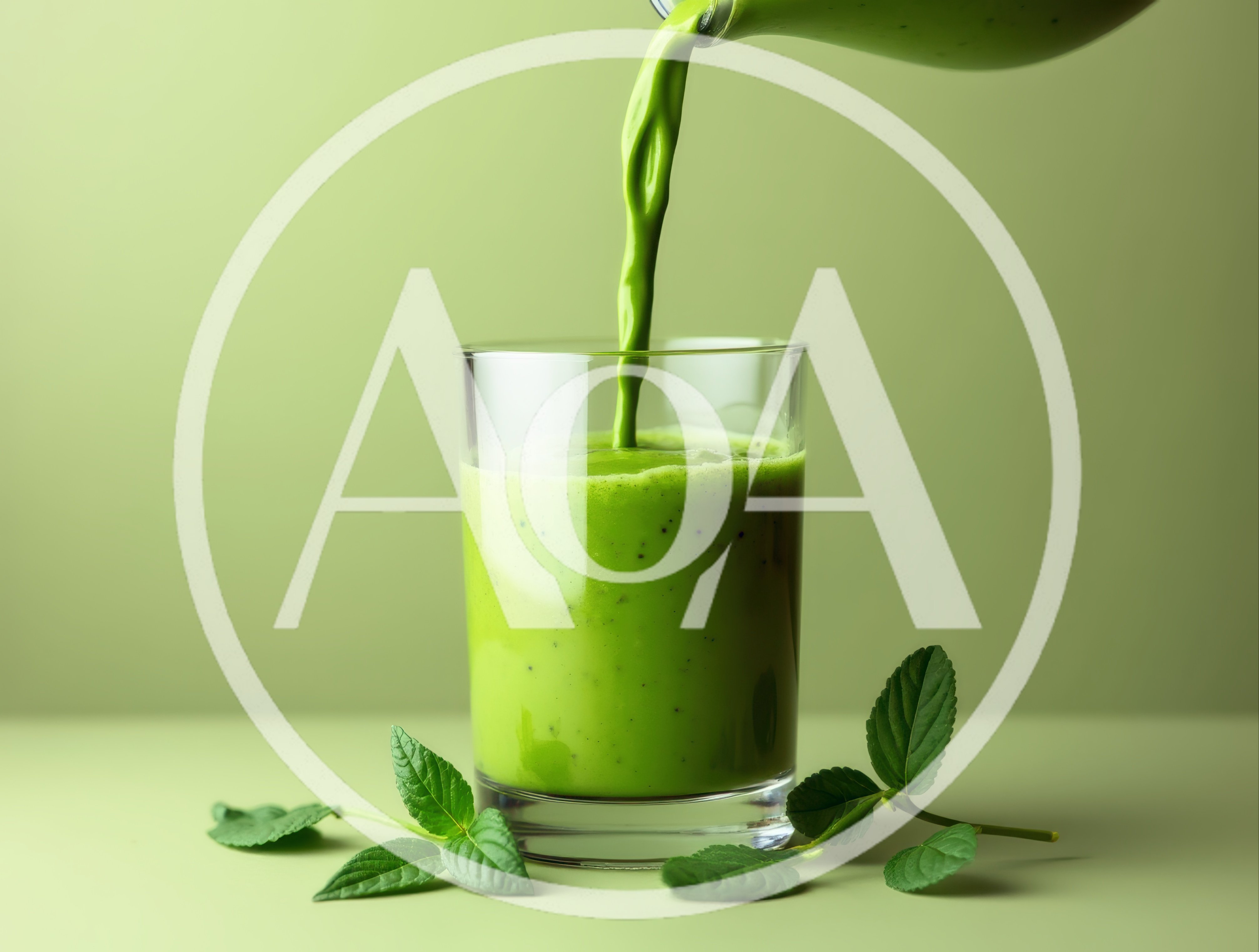 Green Smoothie Being Poured Into A Glass