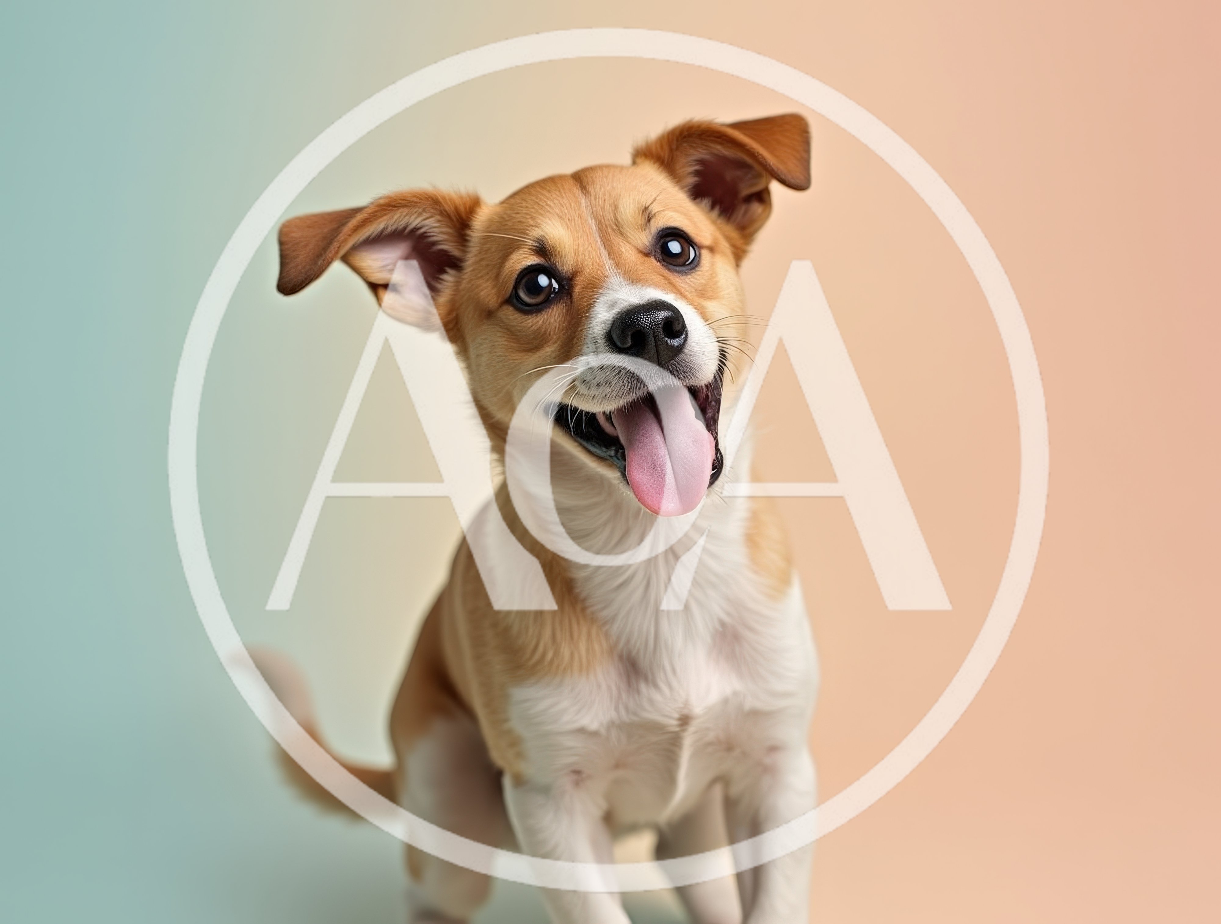 Happy Small Dog Sitting Against A Gradient Background