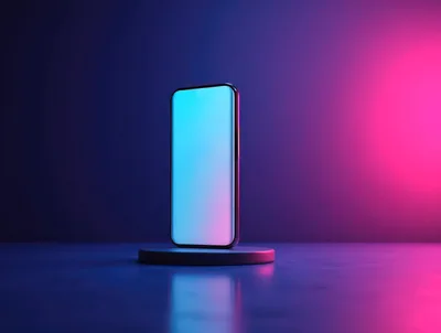 Smartphone Displaying Blank Screen on Circular Pedestal