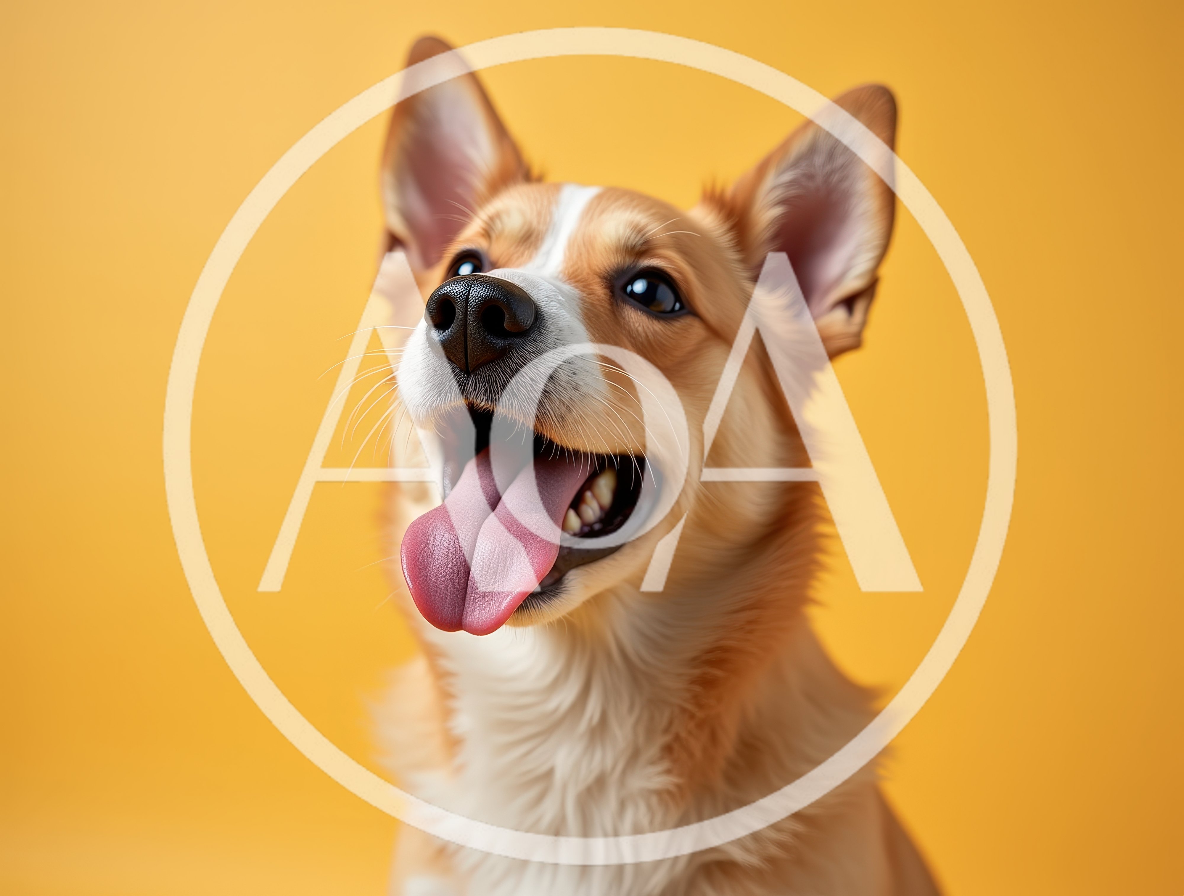 Happy Corgi Dog Portrait Against Yellow Background