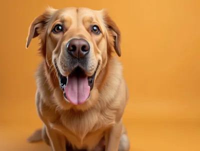 Portrait Of A Happy Golden Retriever Dog