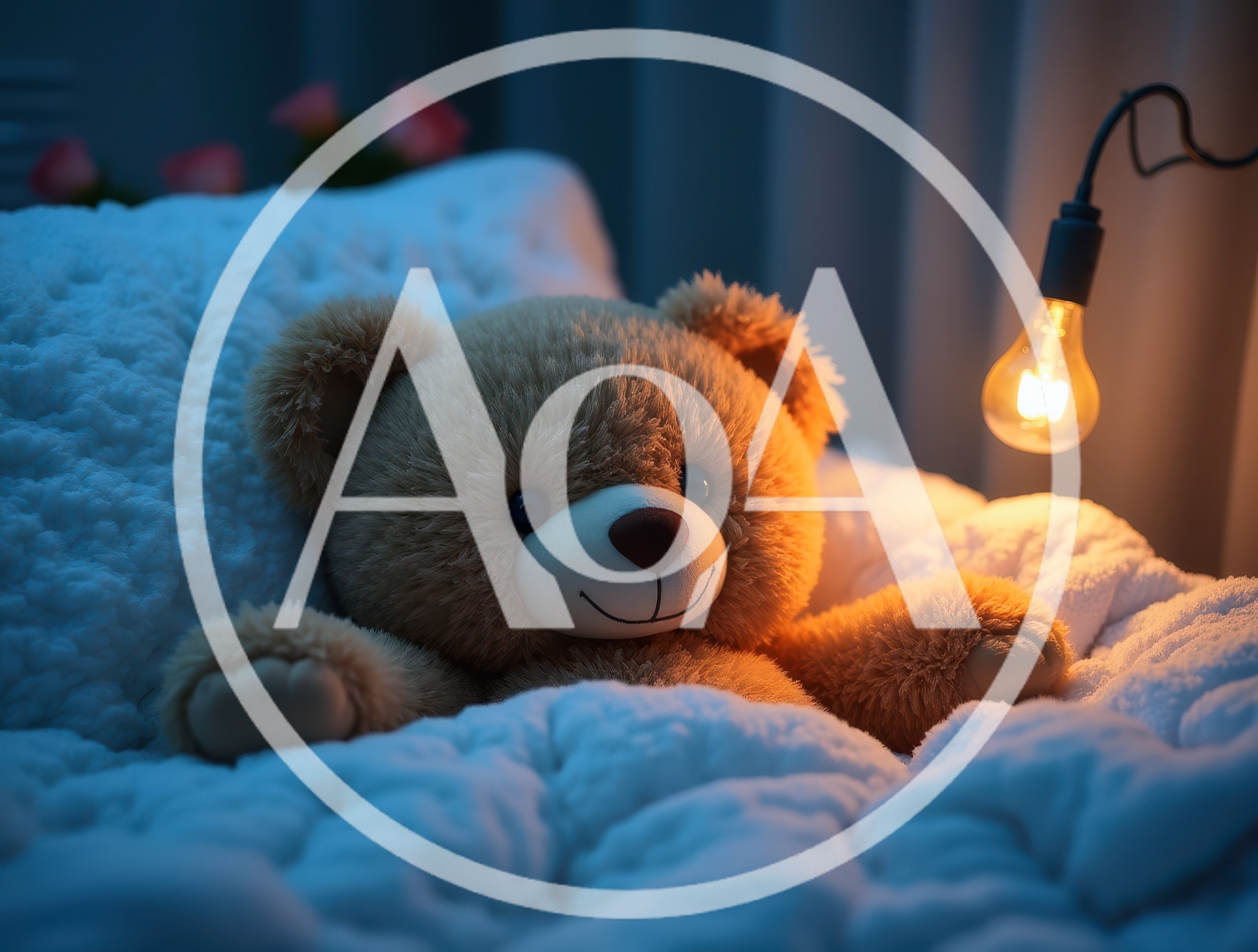 Teddy Bear Resting In Bed Under Warm Light