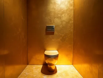 Luxury Gold Toilet In A Modern Minimalist Restroom