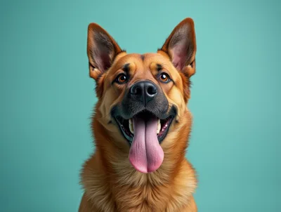 Portrait Of A Happy German Shepherd Dog