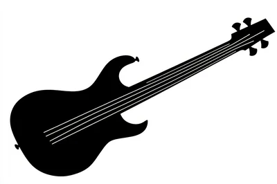 Black Silhouette Of A Four String Electric Bass Guitar