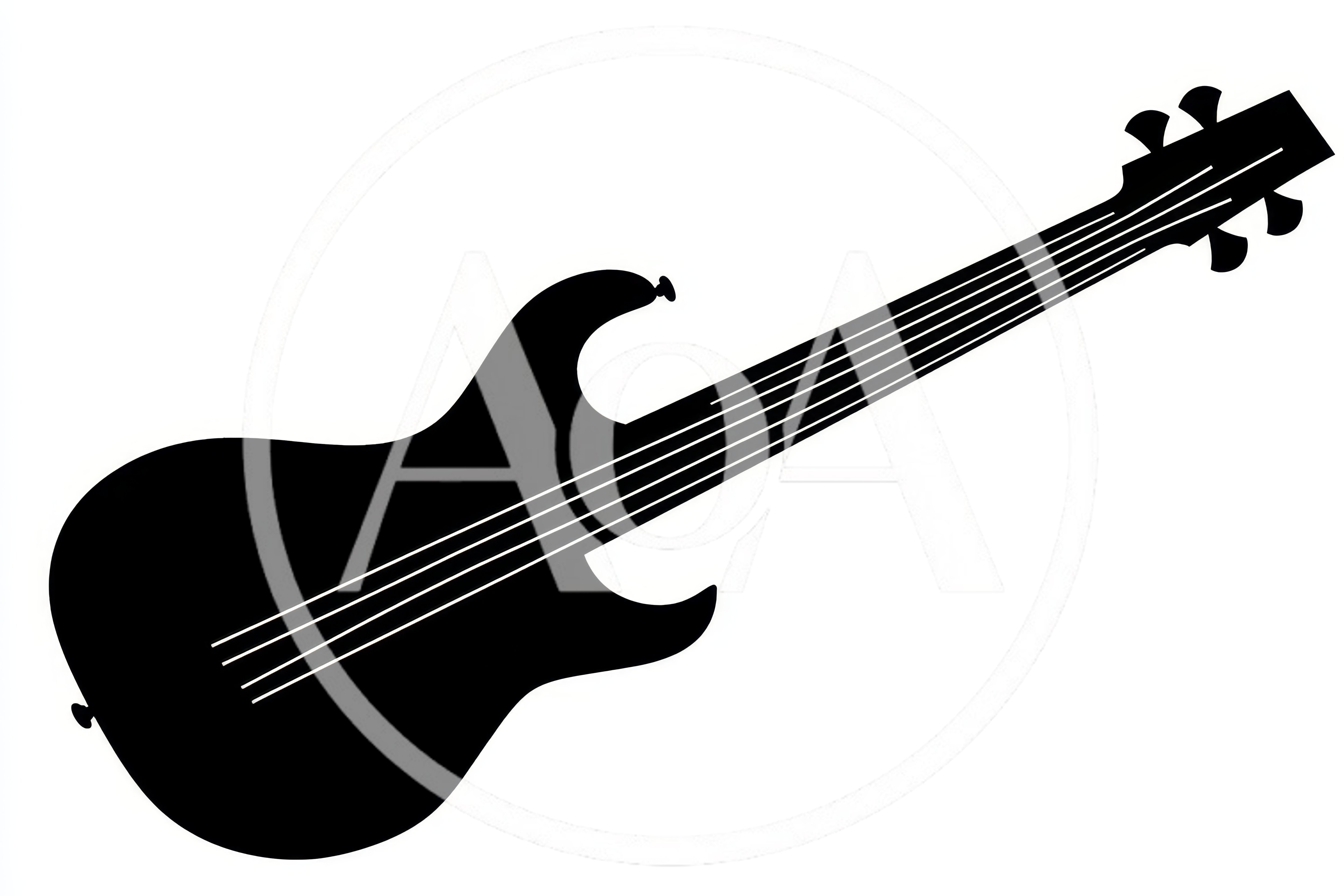Black Silhouette Of A Four String Electric Bass Guitar