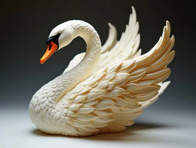 Elegant White Swan Sculpture With Gold Accents