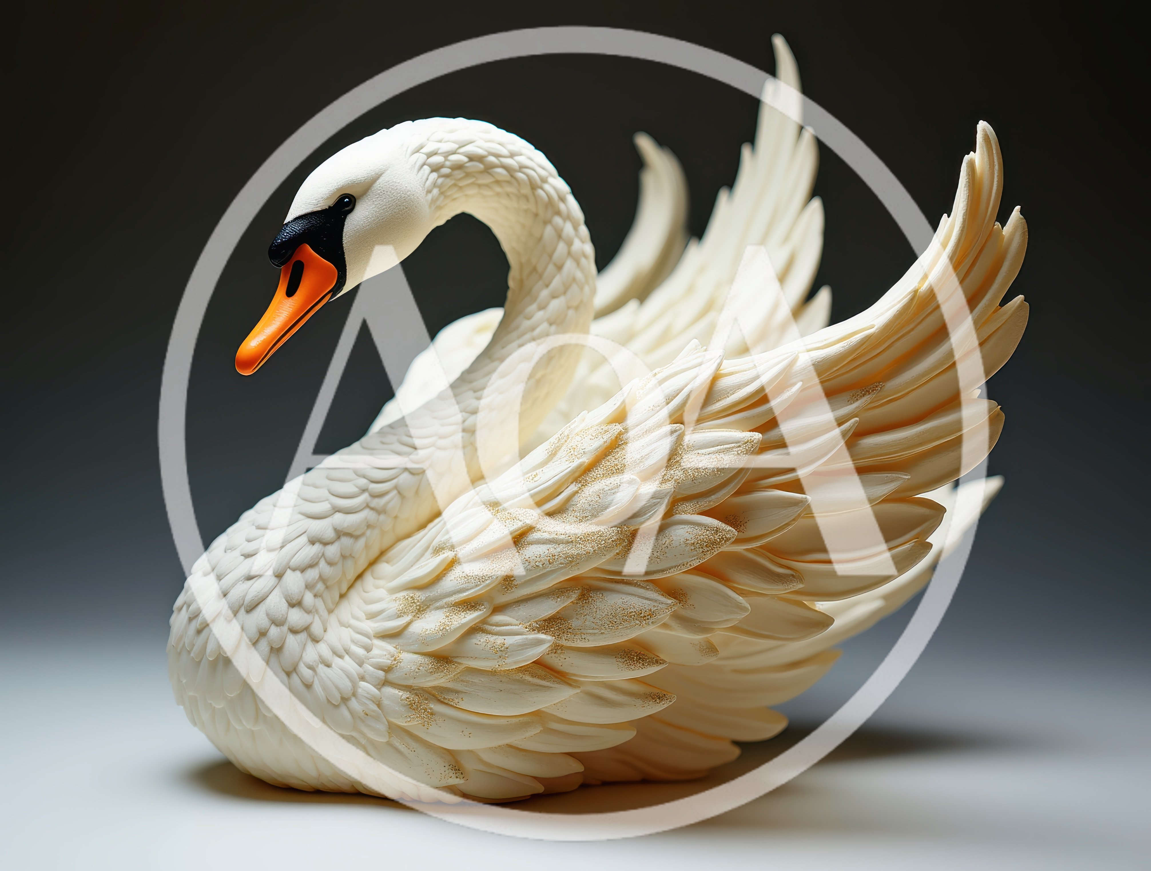 Elegant White Swan Sculpture With Gold Accents