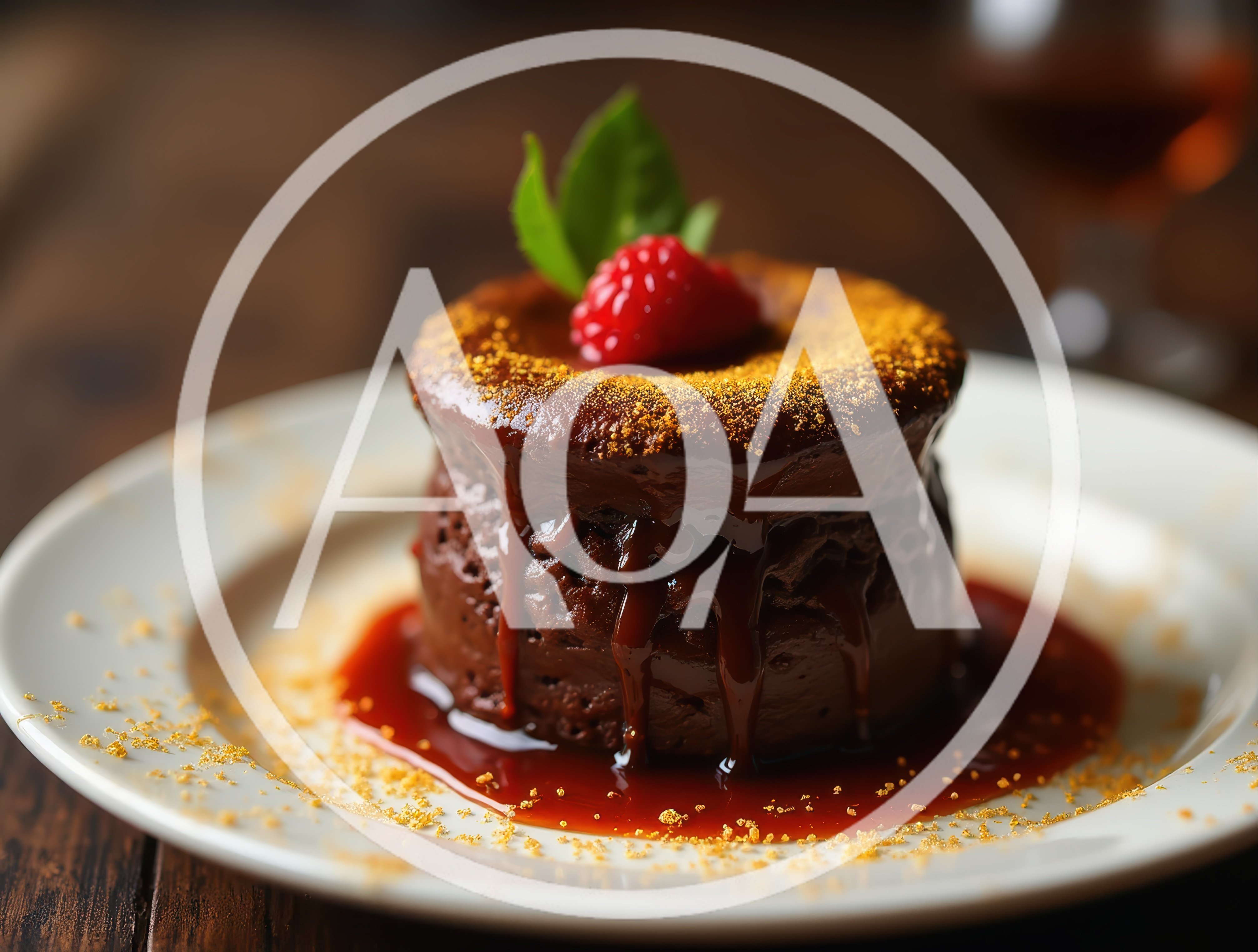 Gourmet Chocolate Lava Cake With Raspberry Garnish