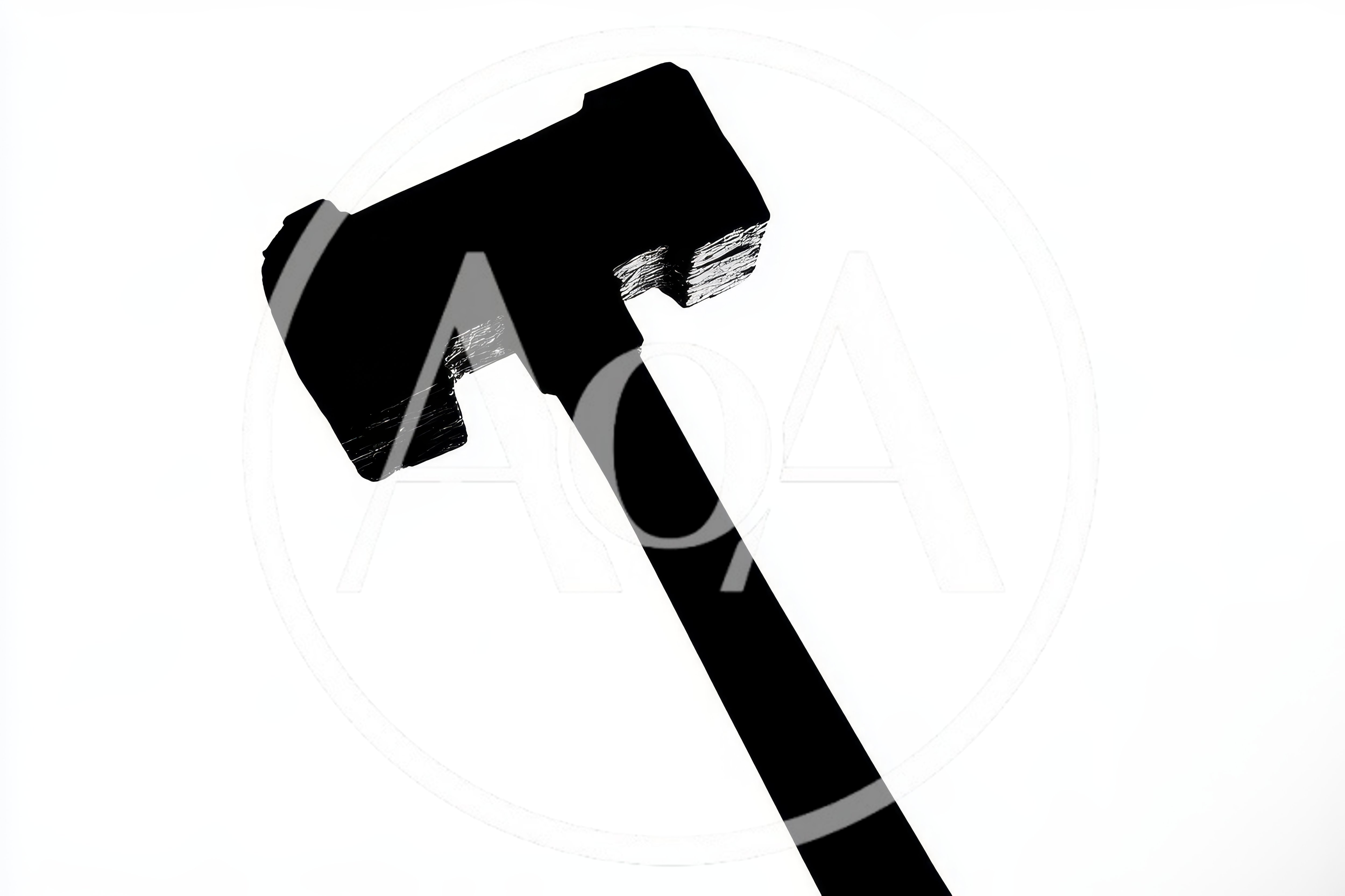Silhouette Of A Heavy Sledgehammer Against White Background