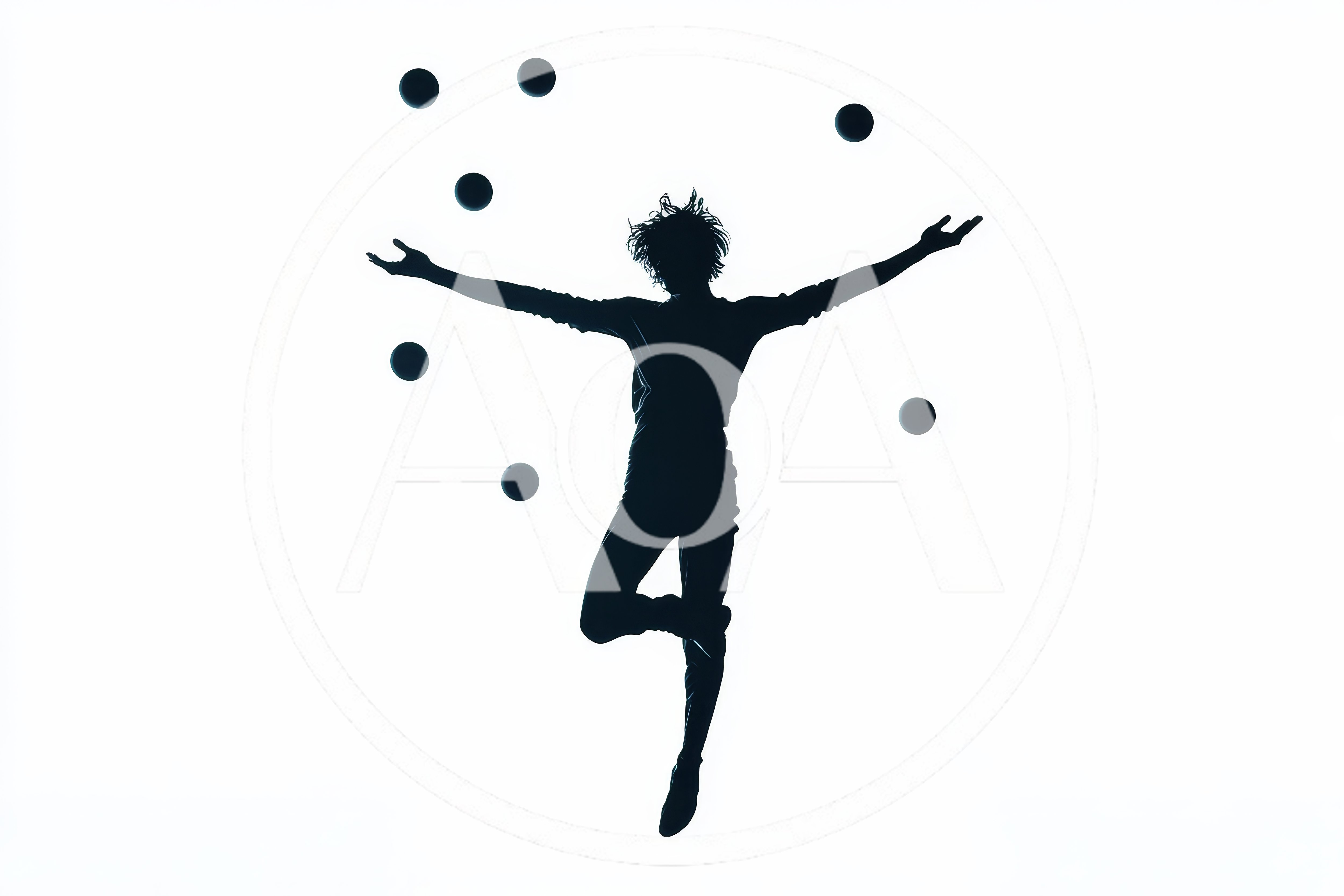 Silhouette of a Juggler Performing in Mid-Air