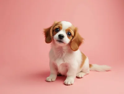 Adorable Cavalier King Charles Spaniel Puppy Sitting