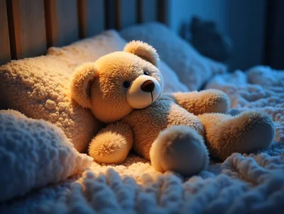 Teddy Bear Resting On A Cozy Bed