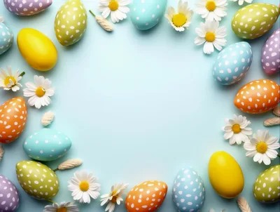 Easter Eggs and Daisy Flowers Frame