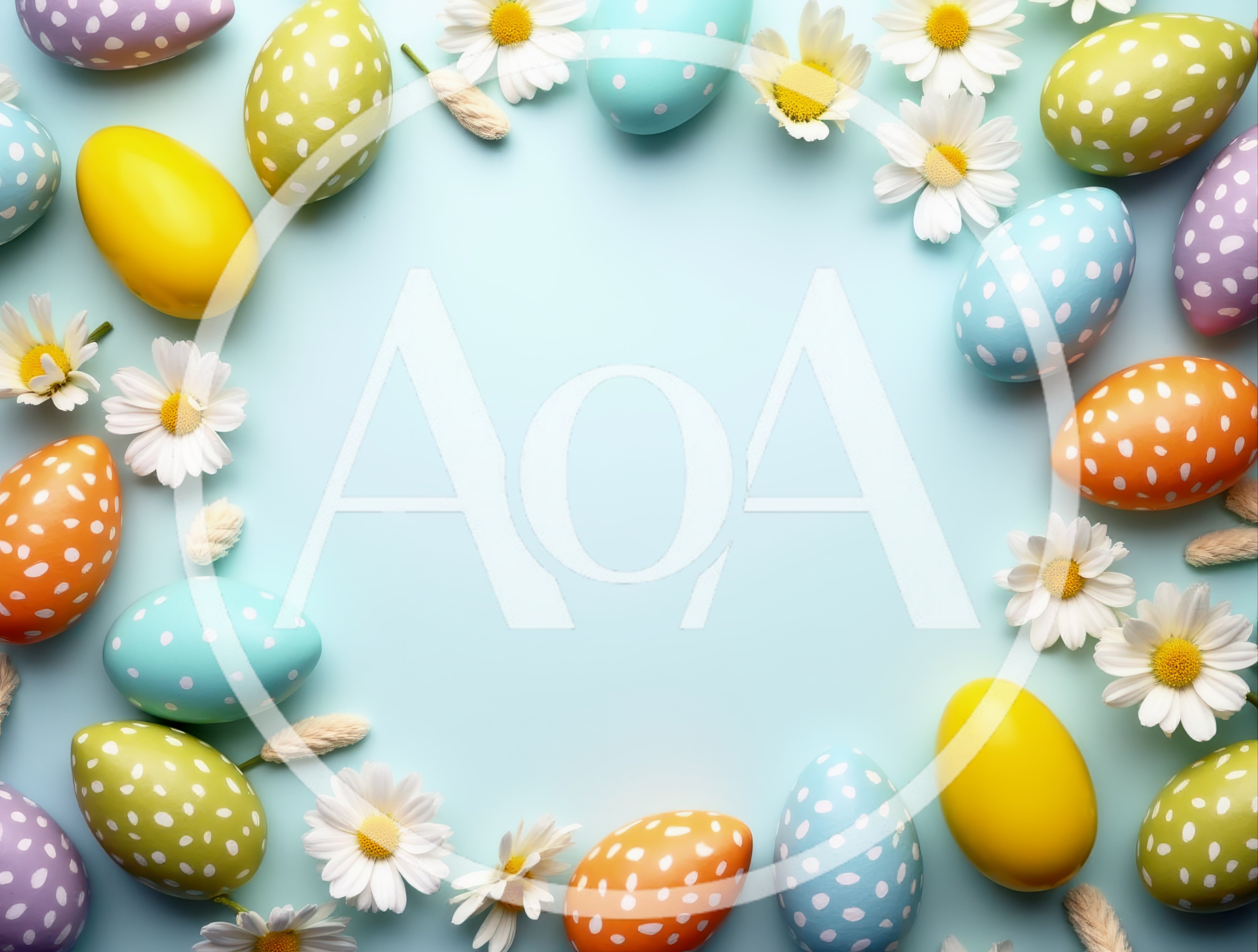 Easter Eggs and Daisy Flowers Frame