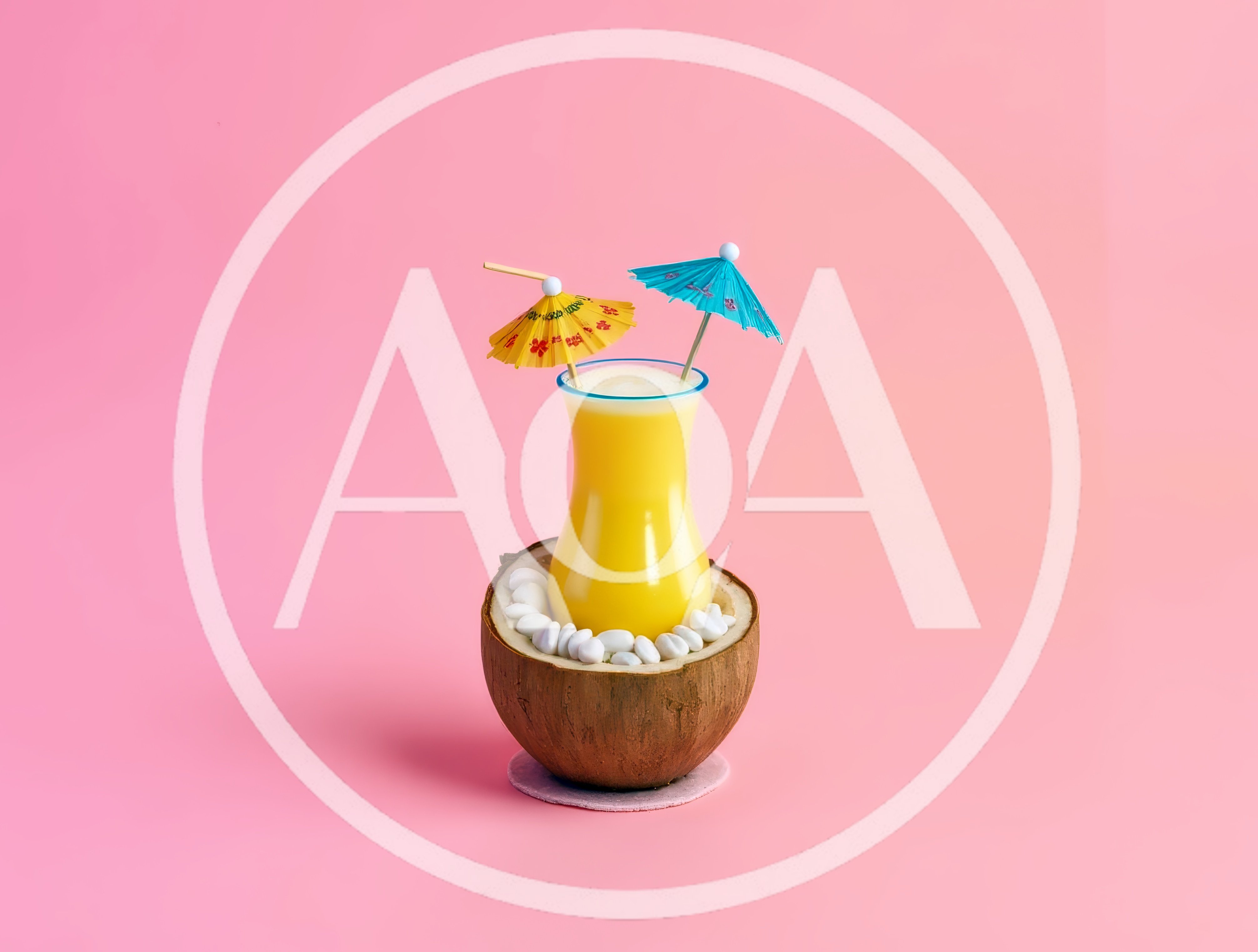 Tropical Cocktail Served Inside A Coconut Shell