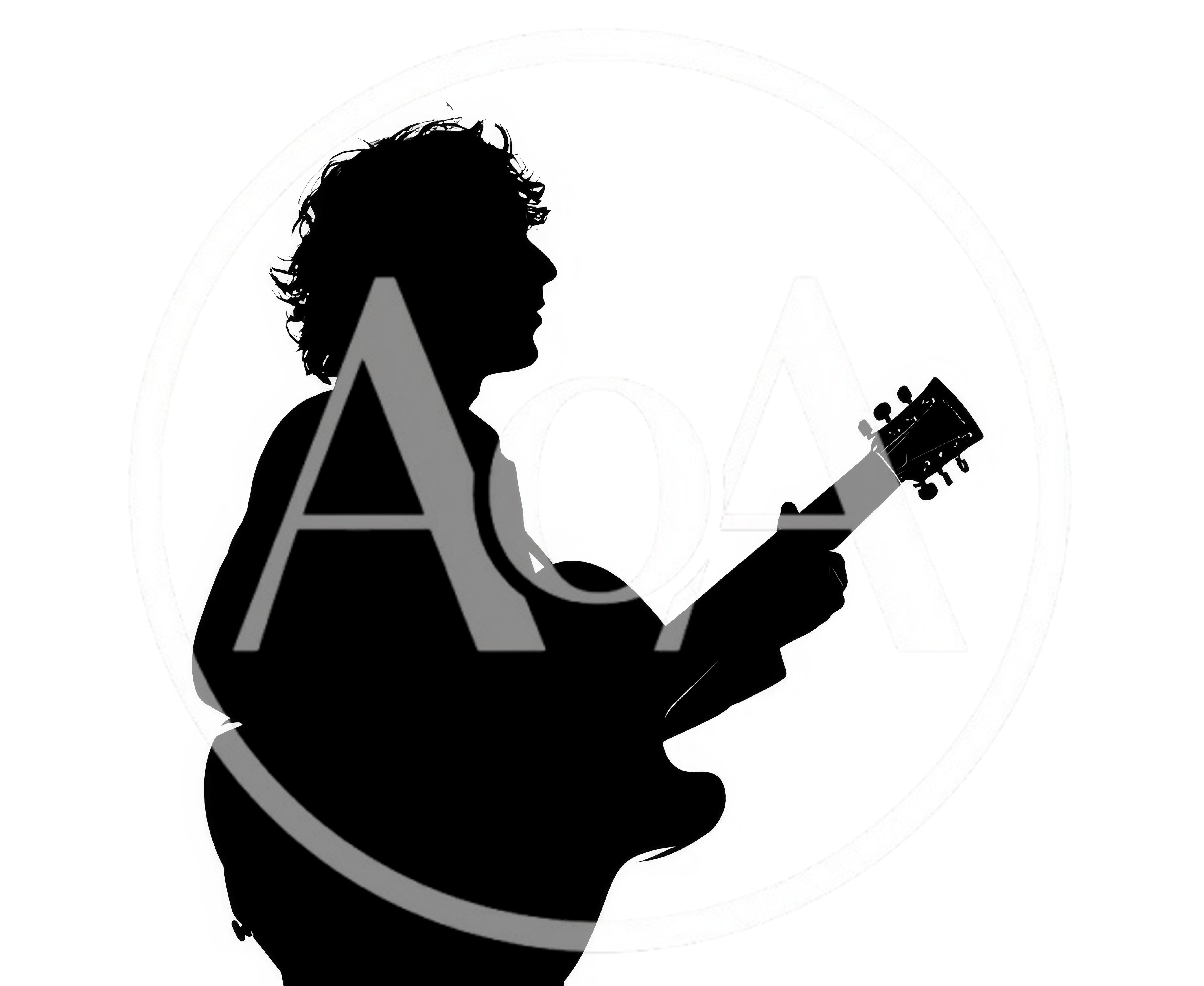 Silhouette Of A Musician Playing An Acoustic Guitar