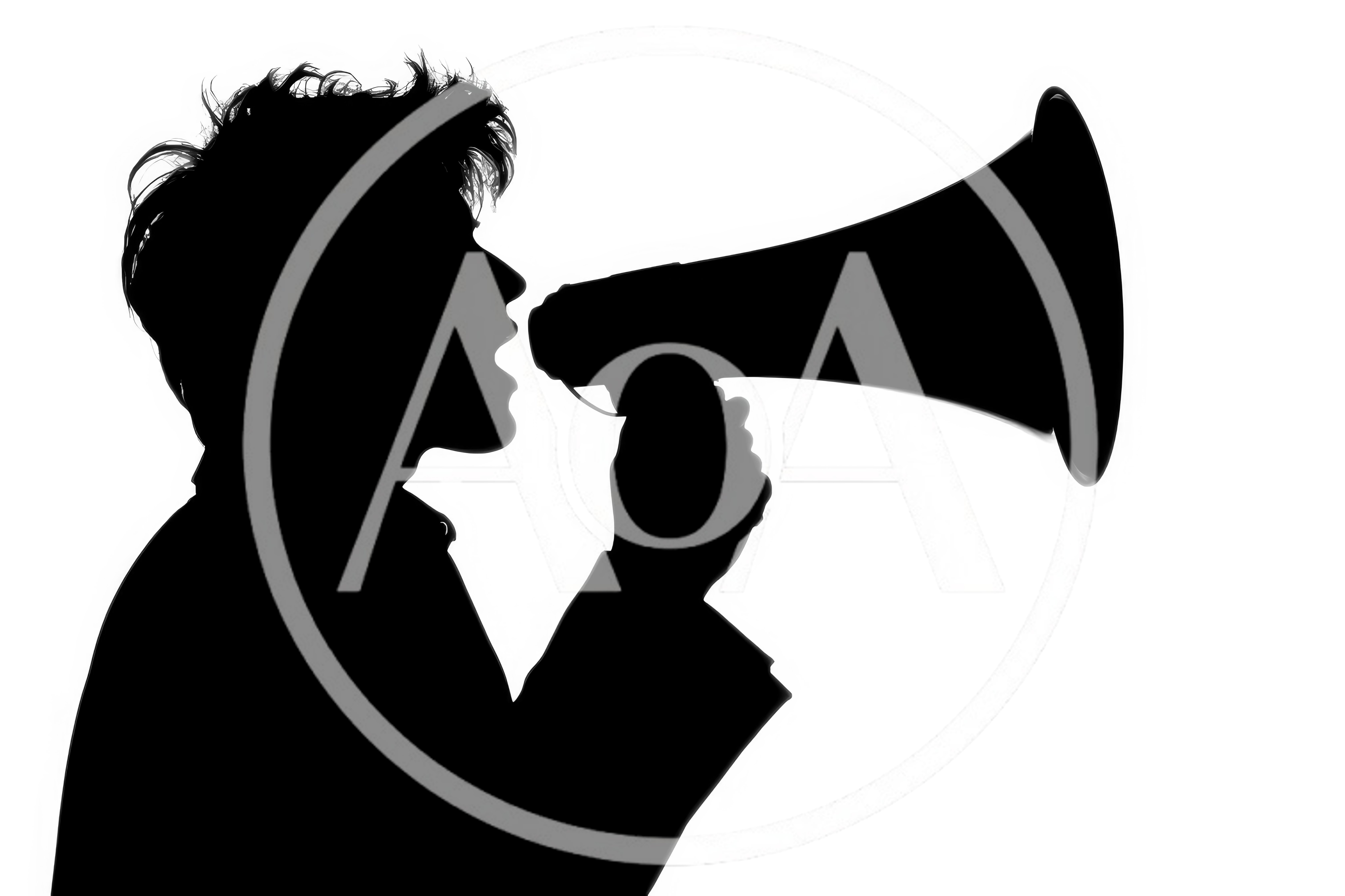 Silhouette Of A Person Speaking Into A Megaphone