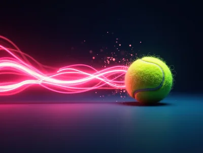 Tennis Ball With Glowing Pink Light Trails