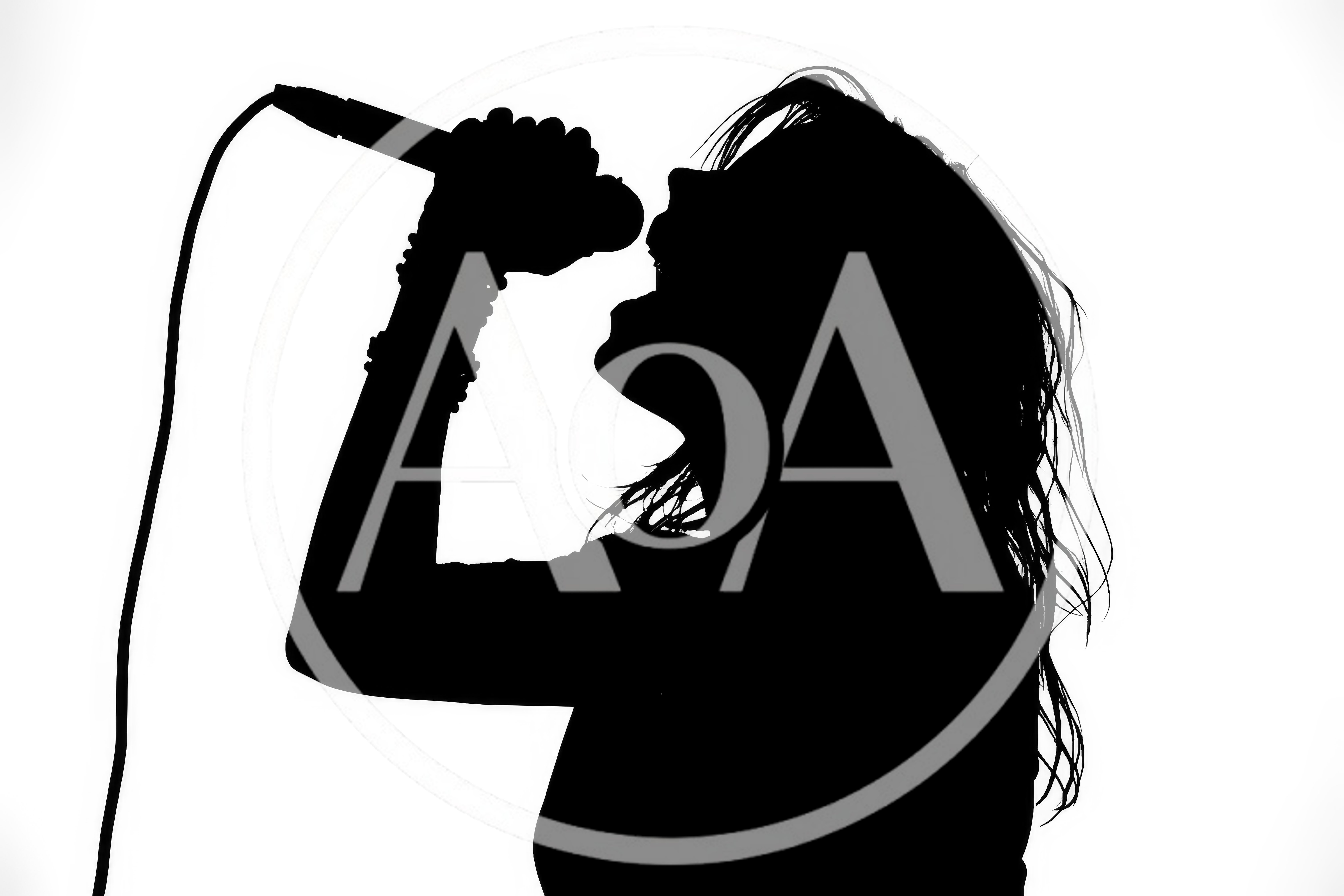 Silhouette Of A Female Singer Performing With A Microphone