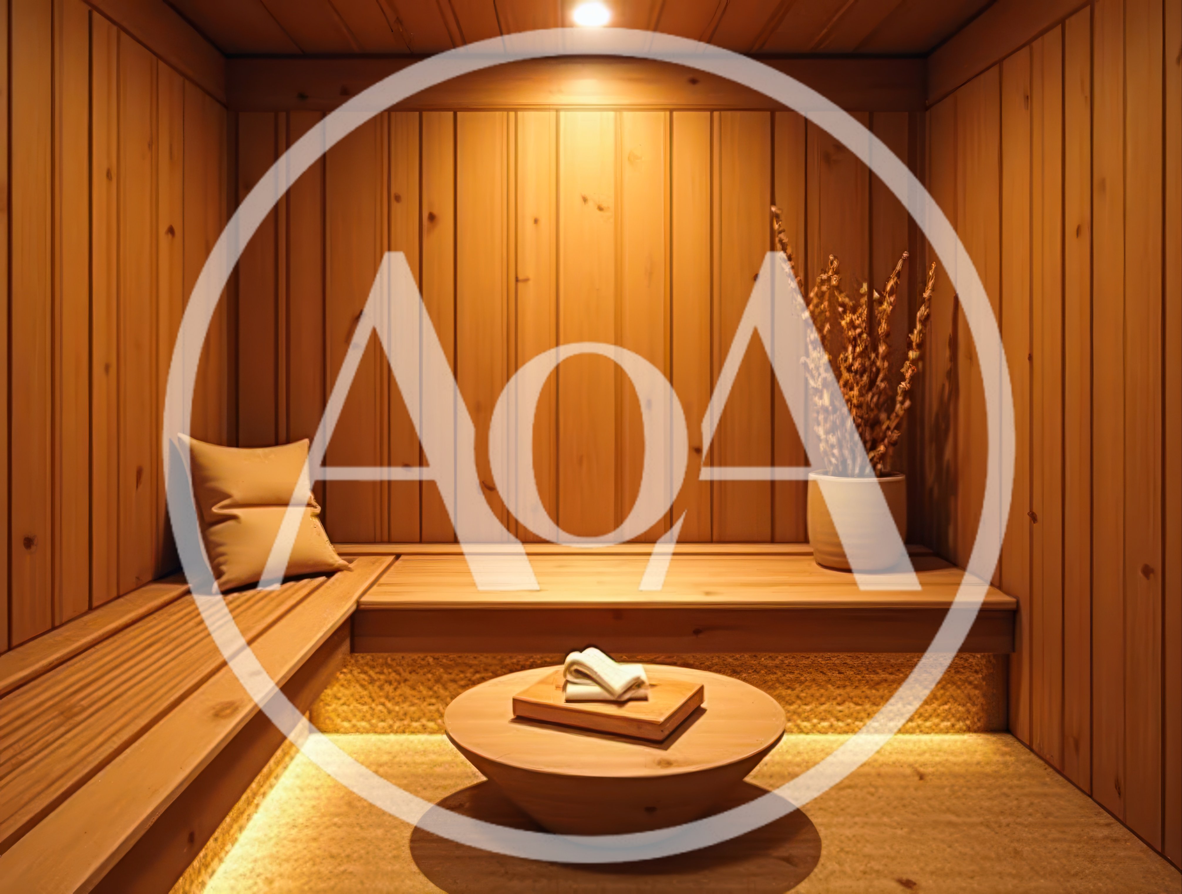 Minimalist Wooden Sauna Interior With Warm Ambient Lighting