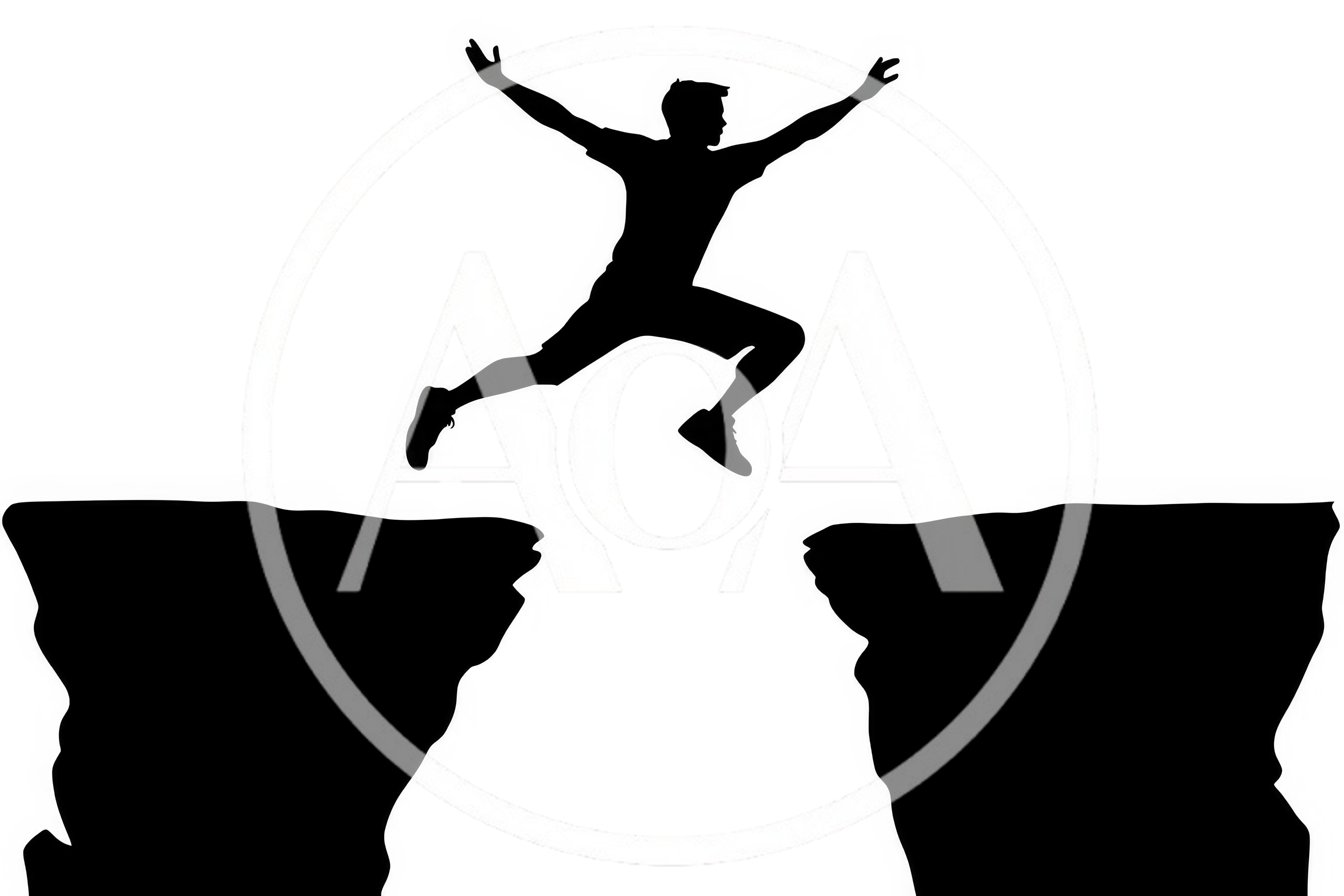 Silhouette Of A Man Jumping Across A Chasm