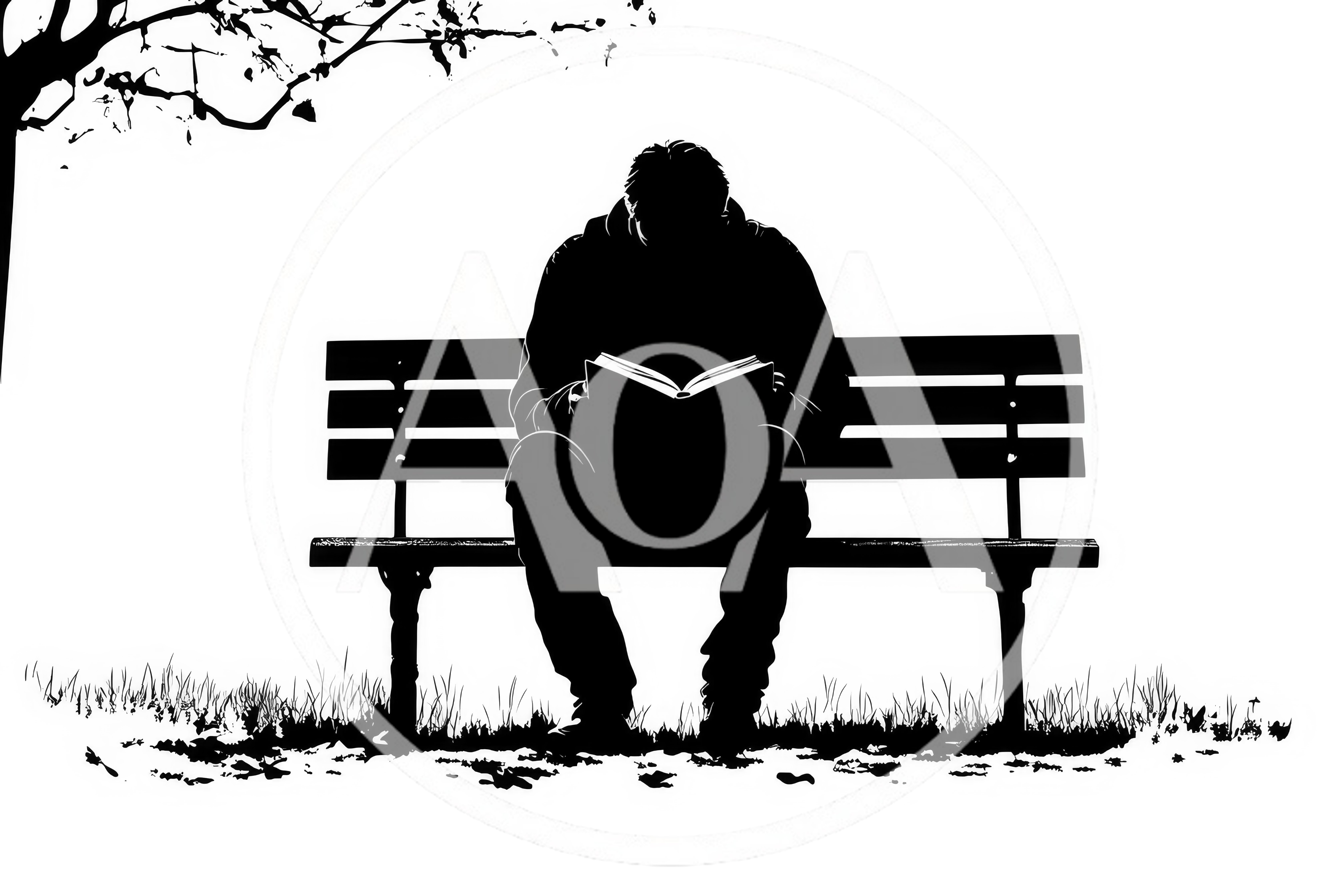 Silhouette Of A Person Reading On A Park Bench