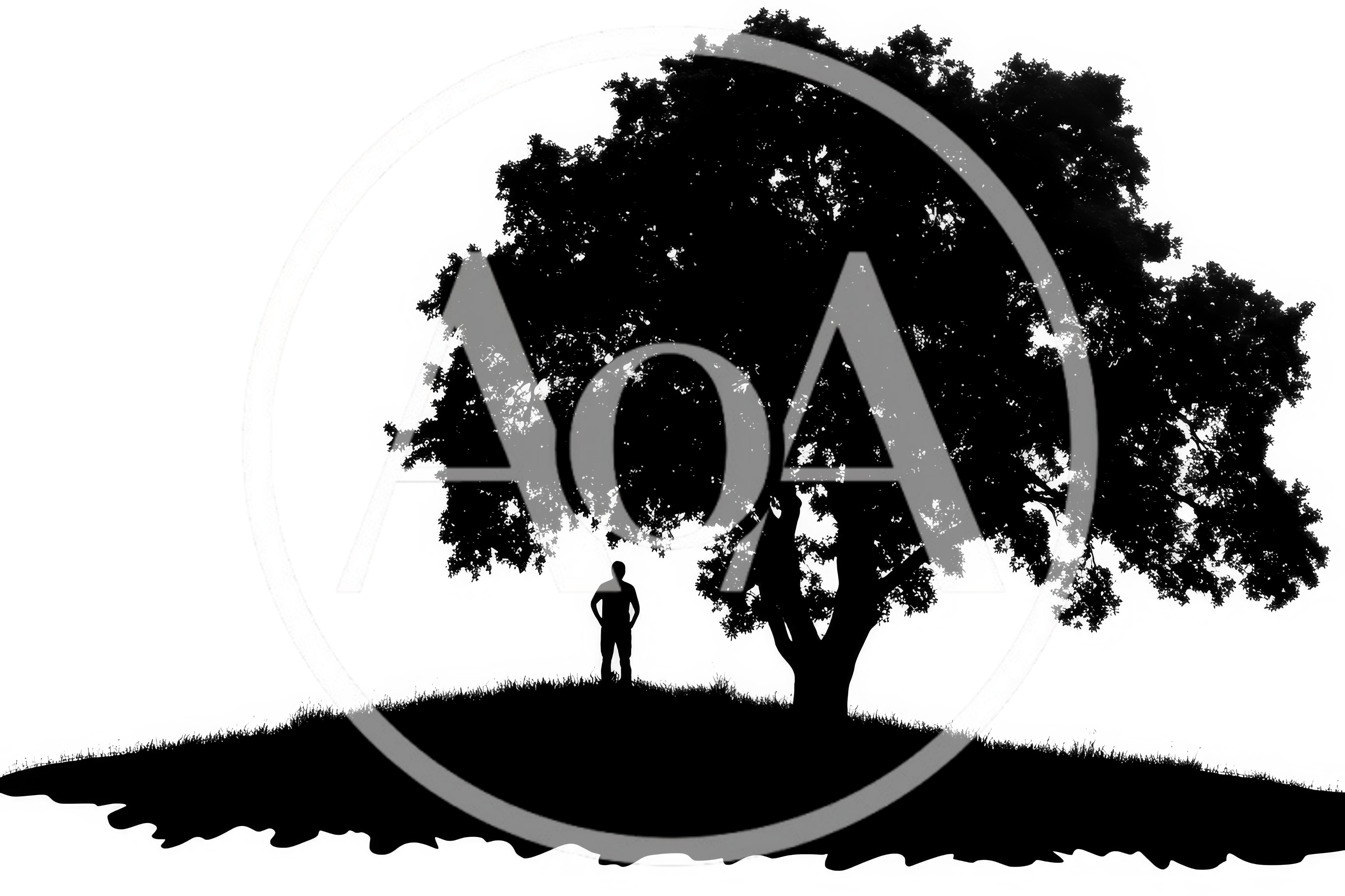 Silhouette Of A Man Standing Under A Large Tree