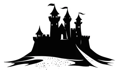 Black Silhouette Illustration Of A Medieval Castle