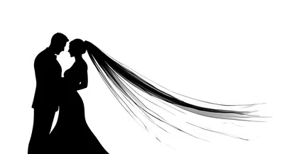 Silhouette Of A Bride And Groom Facing Each Other