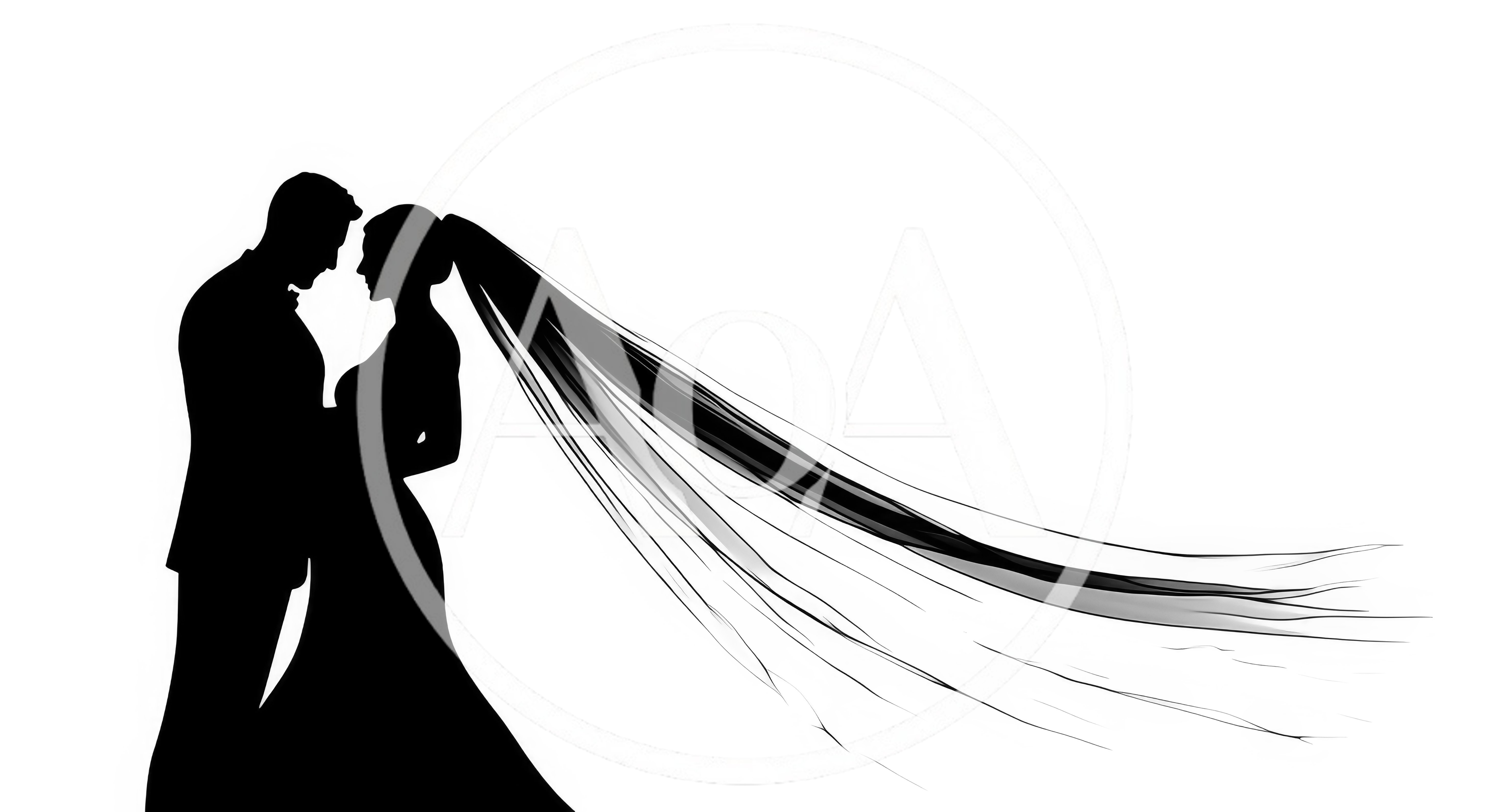 Silhouette Of A Bride And Groom Facing Each Other