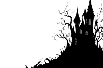 Spooky Haunted House Silhouette Illustration