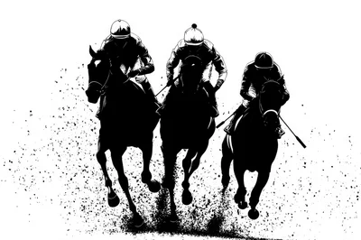 Three Jockeys Racing Horses In High Speed Competition