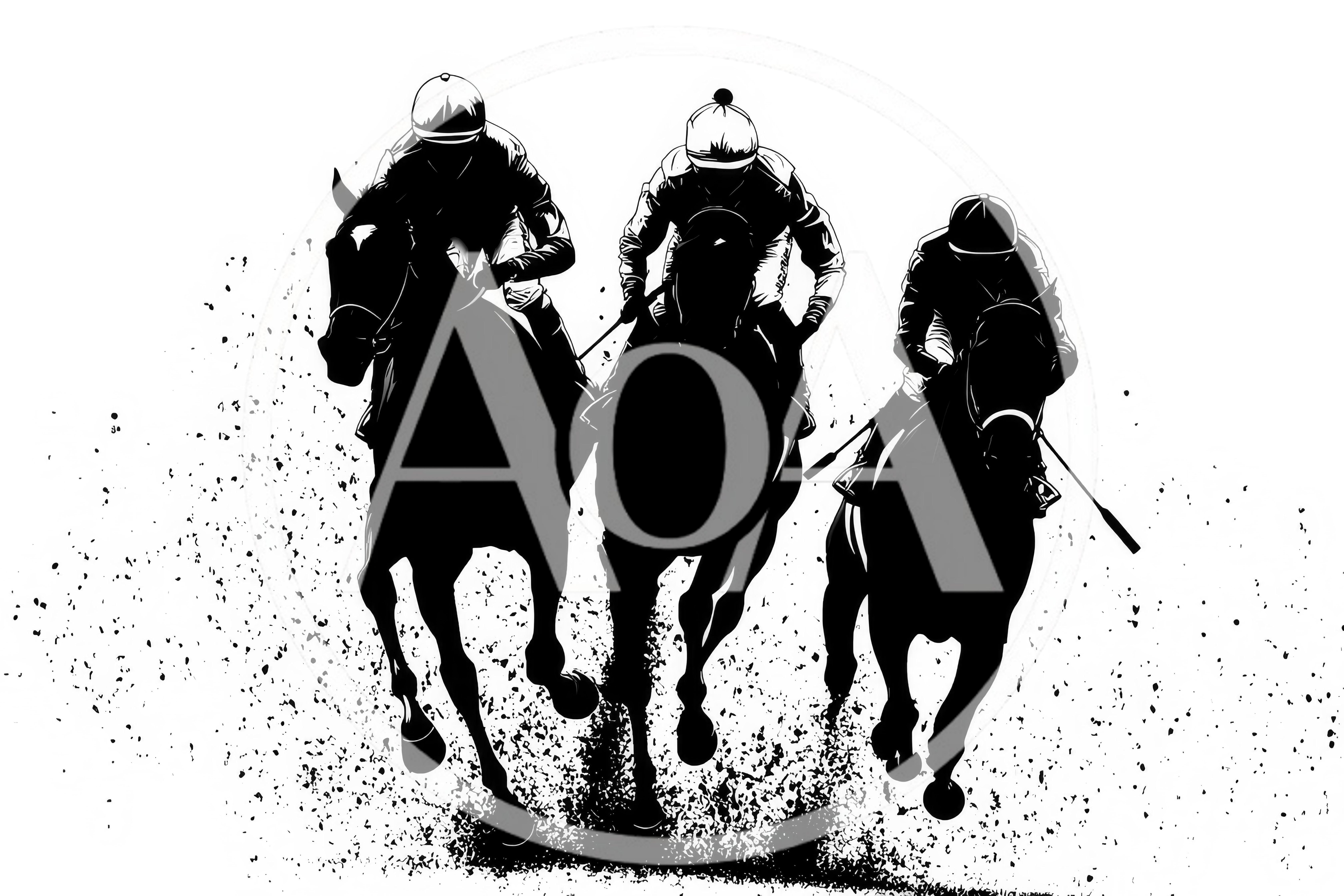 Three Jockeys Racing Horses In High Speed Competition