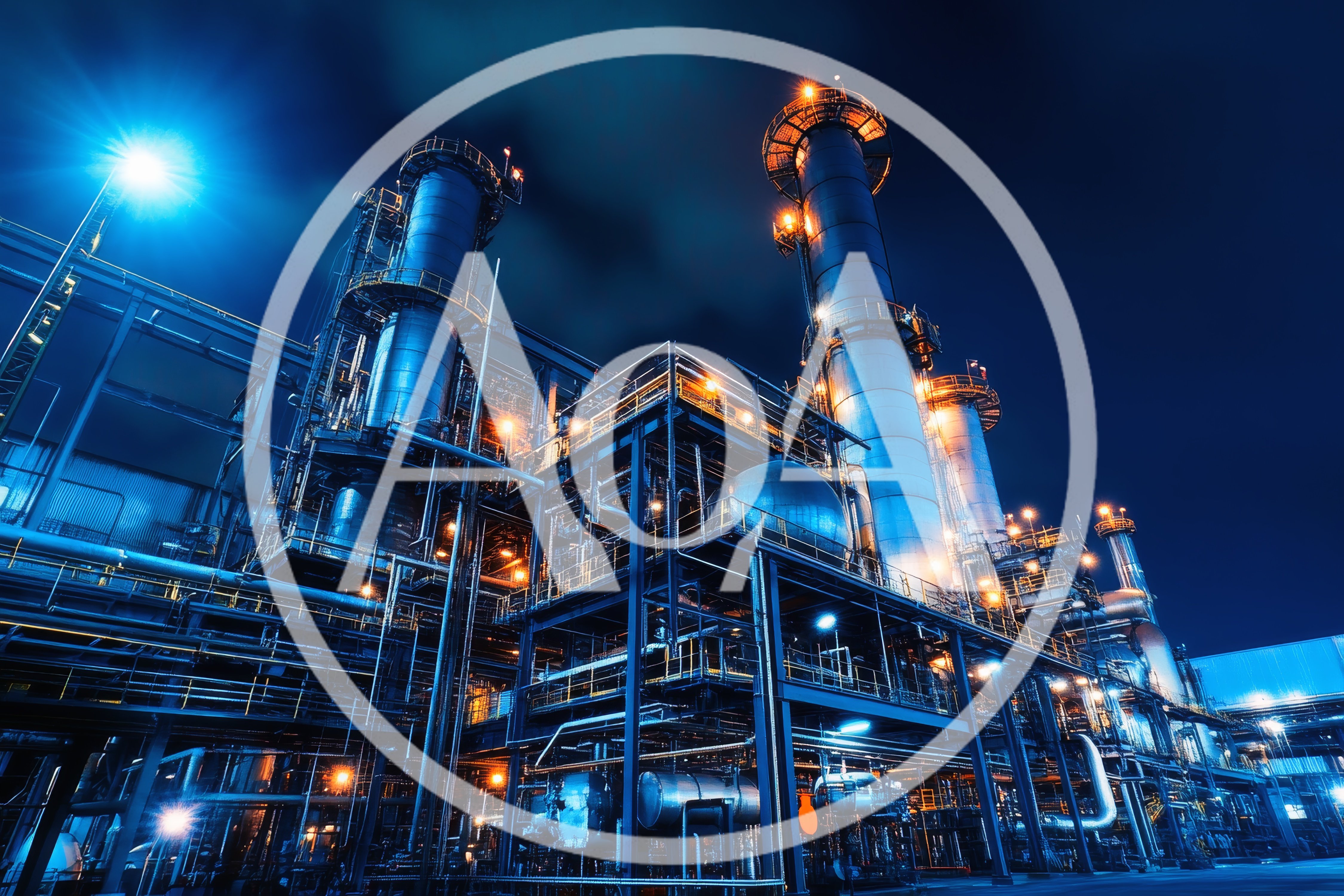 Industrial Oil Refinery Plant At Night