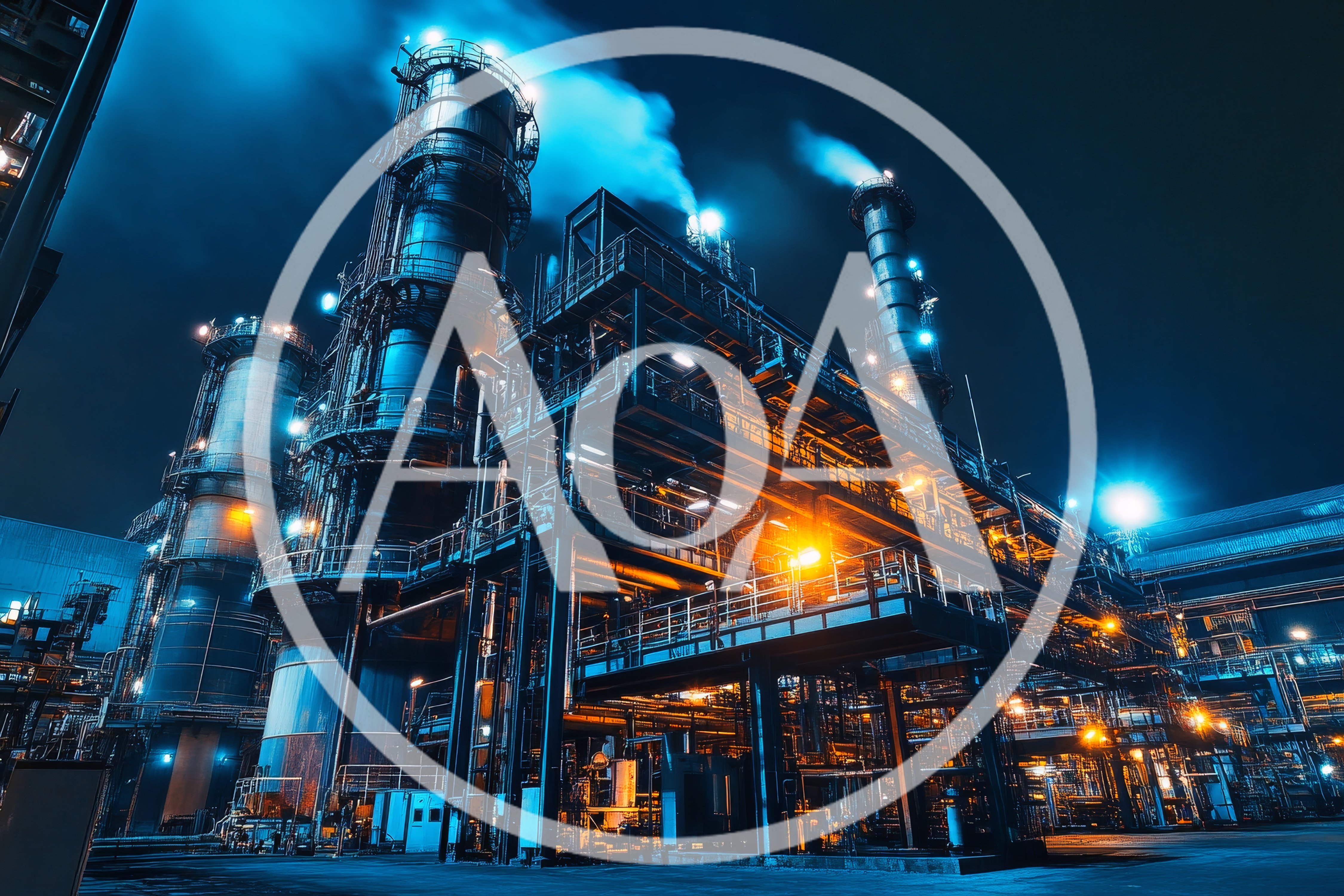 Industrial Oil Refinery Plant At Night