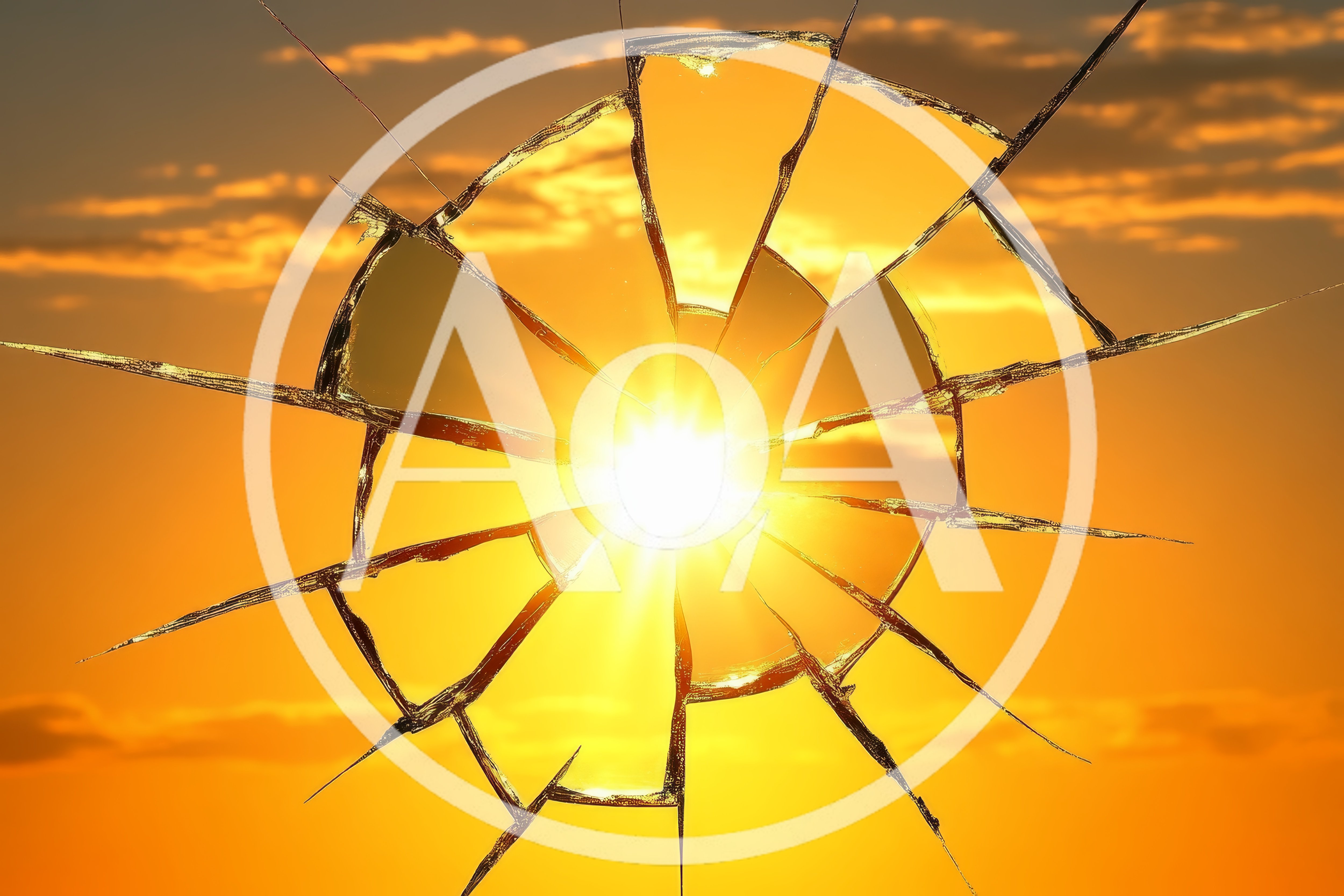 Sunlight Shining Through A Shattered Glass Window