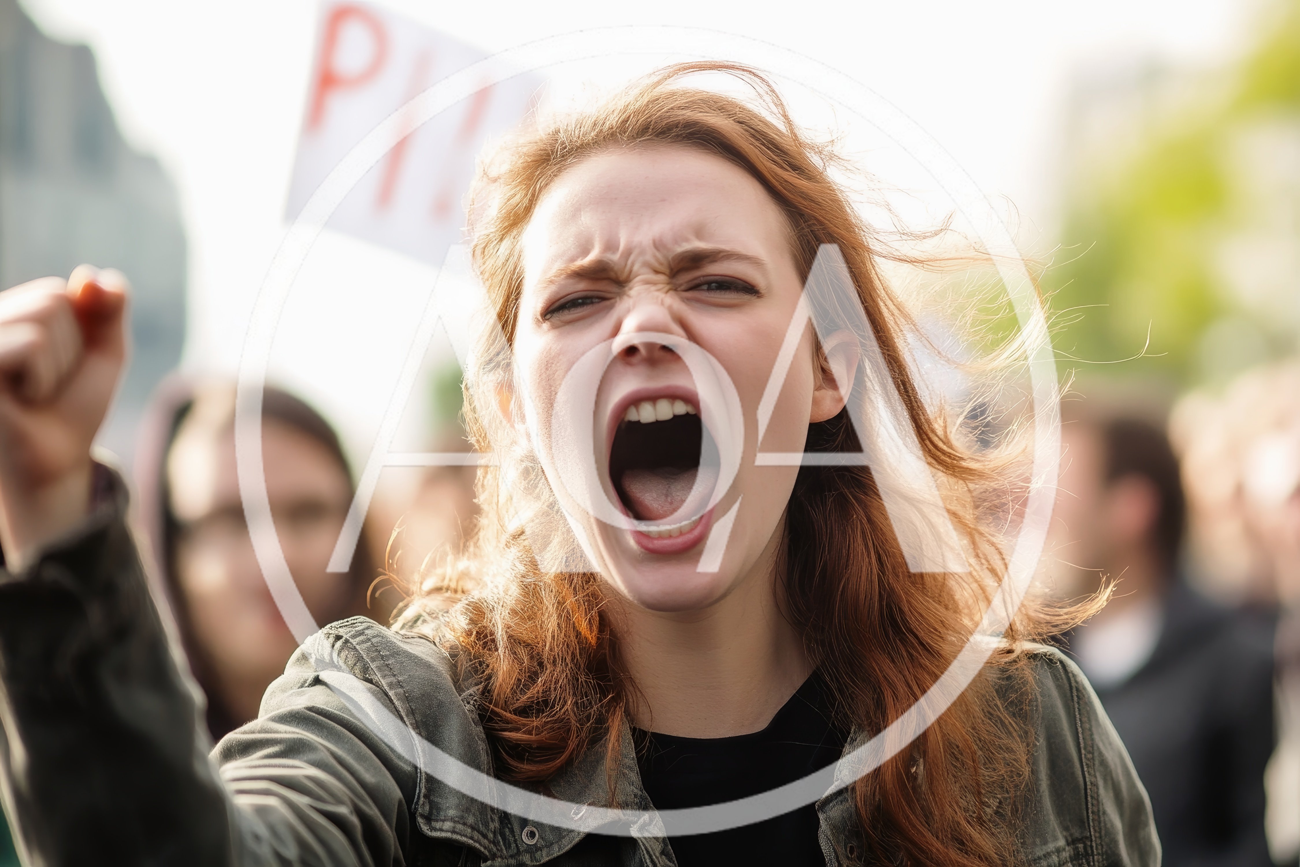 Young Woman Shouting During A Public Protest