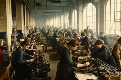 Women Working In A Historic Industrial Factory