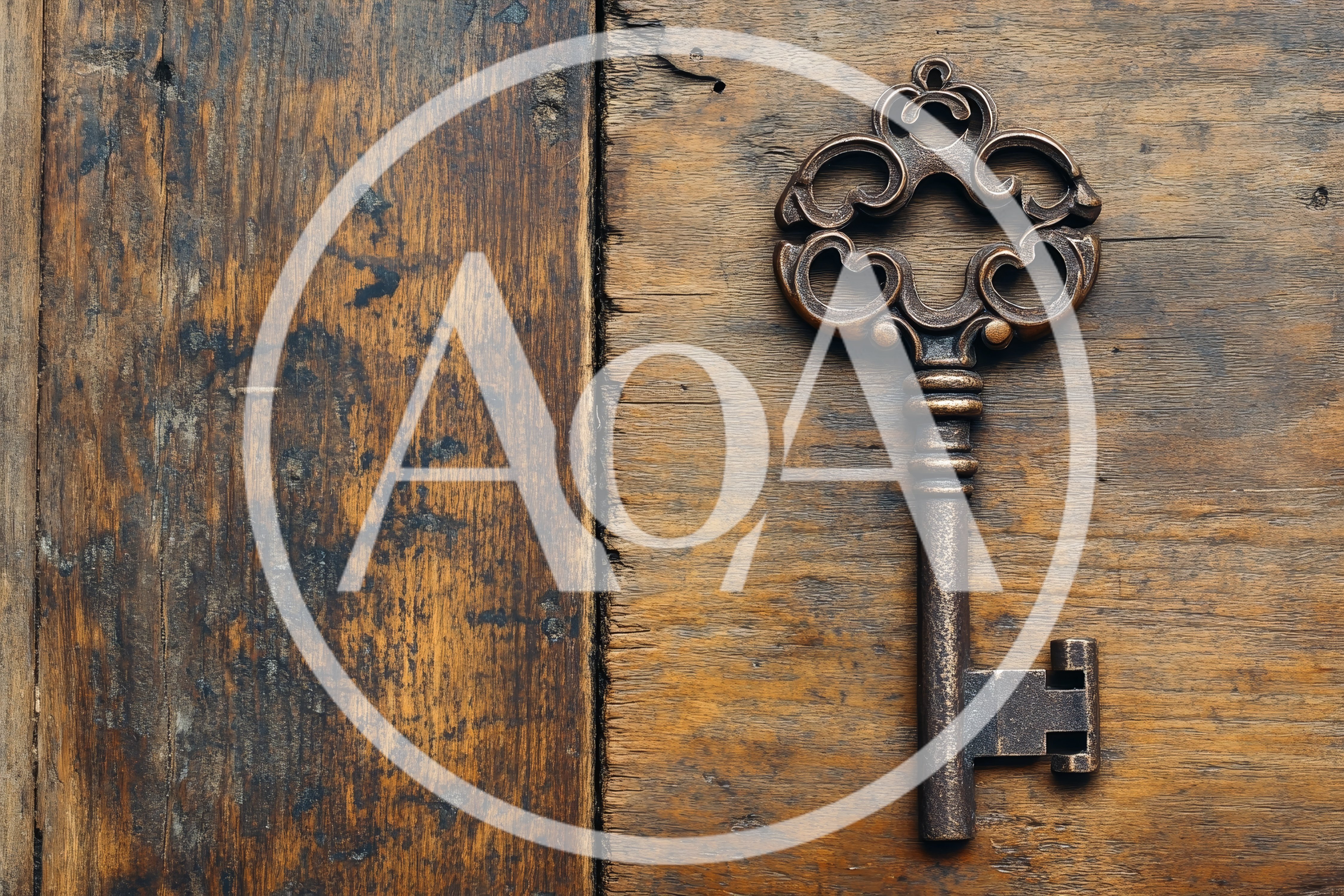 Antique Skeleton Key Resting On Weathered Wooden Surface