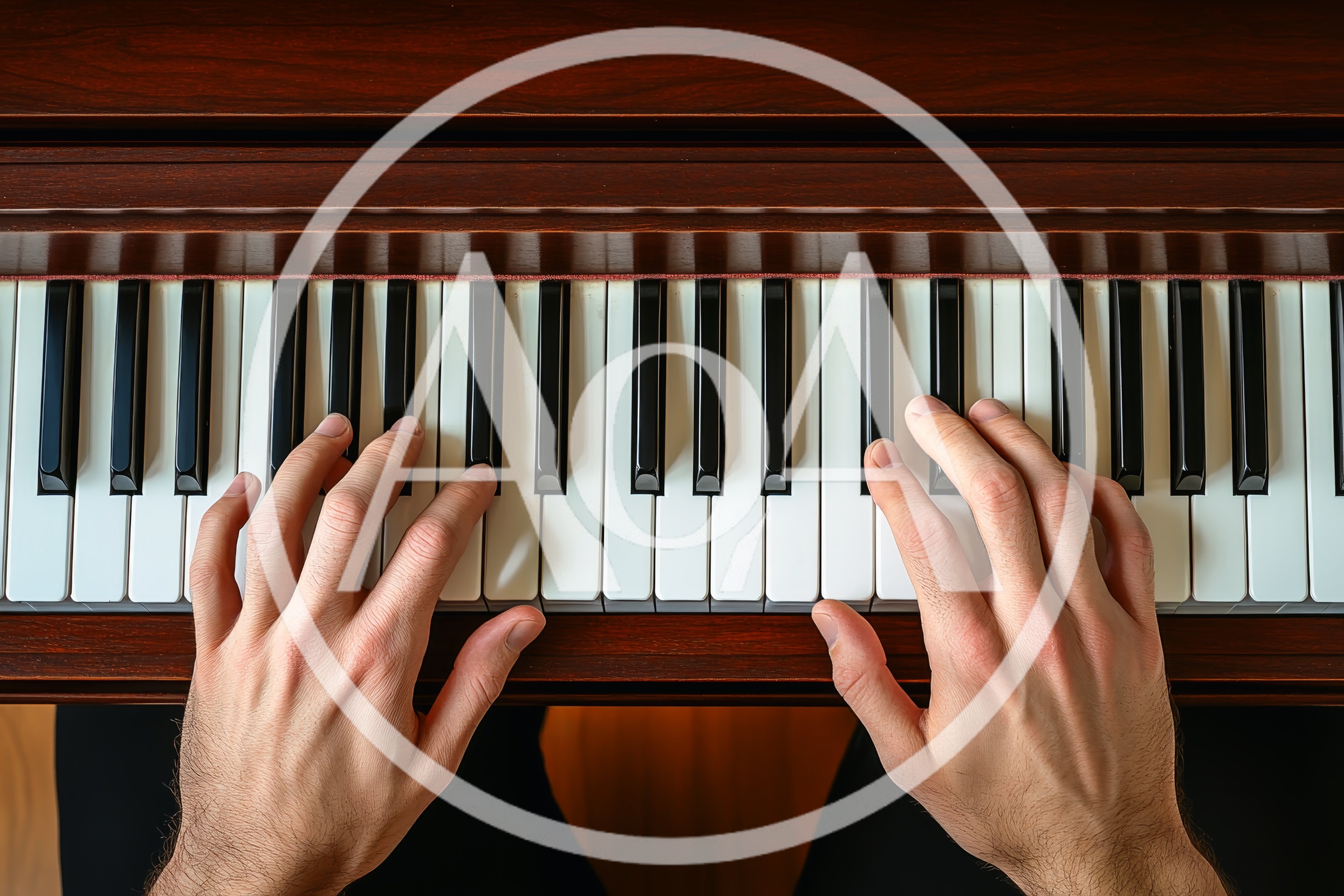 Top Down View Of Hands Playing Piano