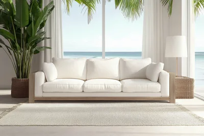 Modern White Sofa In Beachfront Living Room