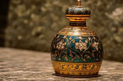 Ornate Antique Persian Style Decorative Metal Vase